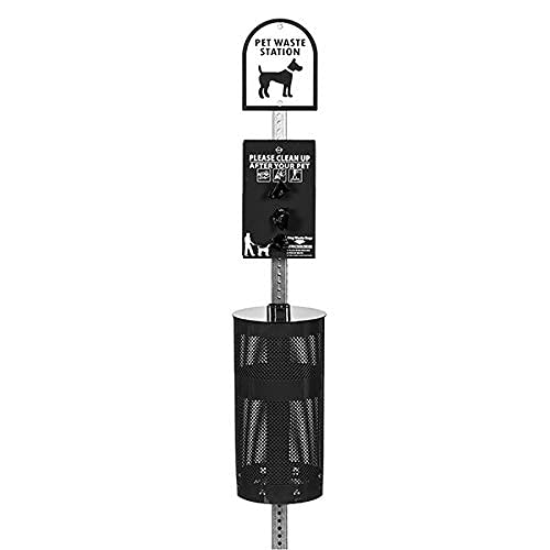 The Sentry® Dog Station - Universal Fit Roll Bag Dispenser with 400 Waste Bags & 25 Can Liners - Best Selling Pet Waste Management System (500K+ Sold in USA) - Matte Black - Perfect for Backyards, Parks & Dog Walking