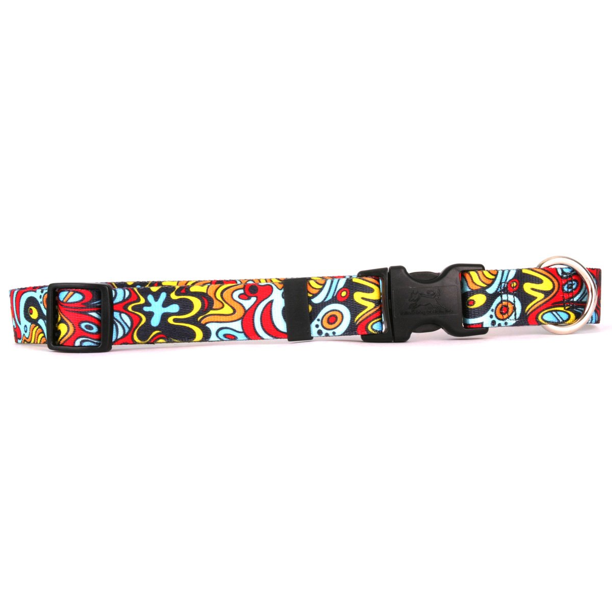 Yellow Dog Design Art Inspired Pop Art Standard Dog Collar - Abstract Pattern, Adjustable 14-20 Inch Pet Collar for Medium Dogs - Perfect for Daily Walks, Dog Parks & Fashionable Pet Accessories