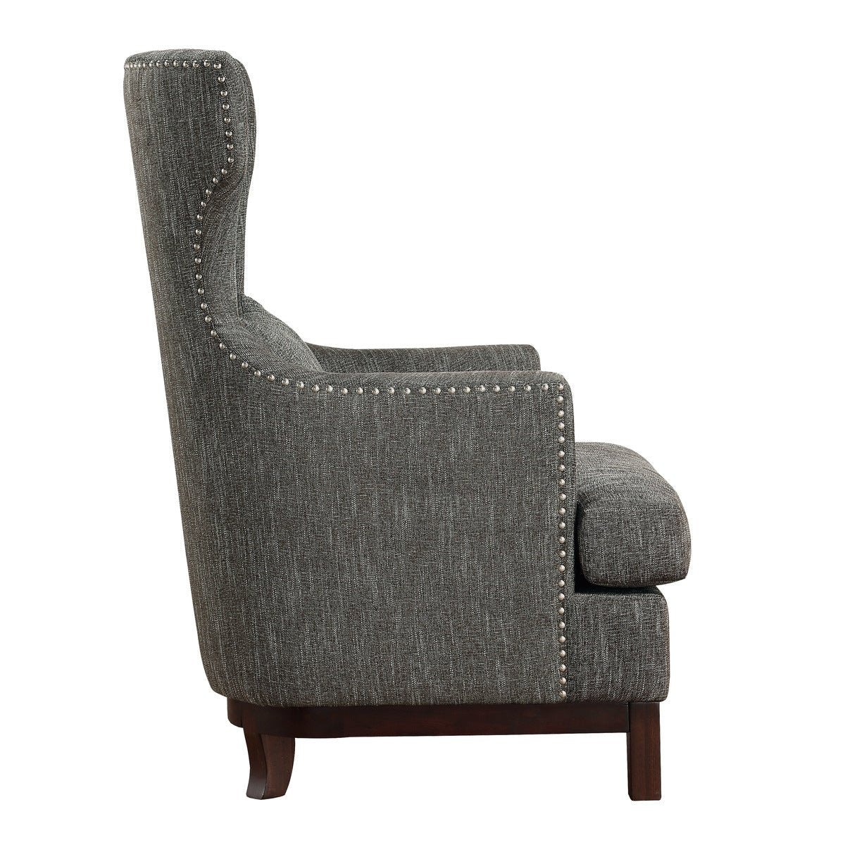 Adriano Collection Brown Grey Accent Chair - Modern Living Room Furniture for Home Office, Lounge & Reading Nook - Comfortable Upholstered Armchair with Wooden Legs