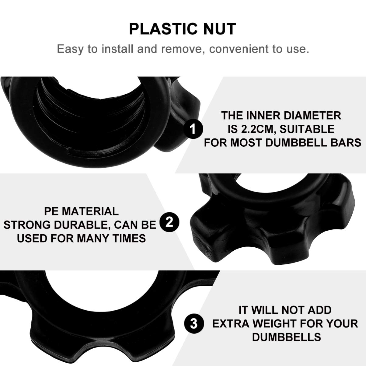 VOSAREA 4-Piece Dumbbell Bar Nut Set - Spin Screw Clamp for Weightlifting & Strength Training - Gym Equipment Accessories for Home & Commercial Use