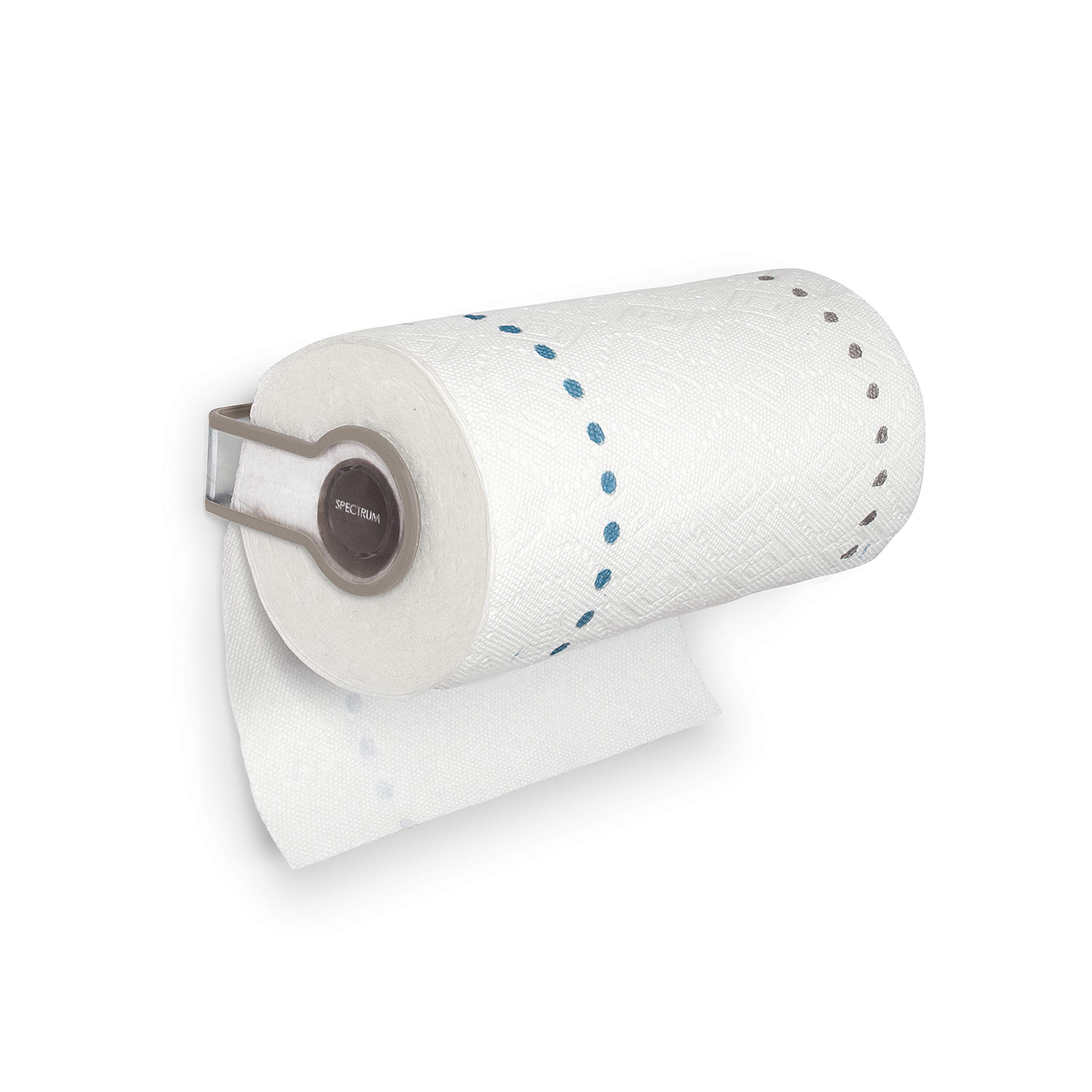 Spectrum Cora Wall Mount Paper Towel Holder - Under Cabinet or Wall-Mounted Kitchen Organizer - Durable Plastic Towel Dispenser for Easy Cleaning - Perfect for Kitchens, Bathrooms & Laundry Rooms