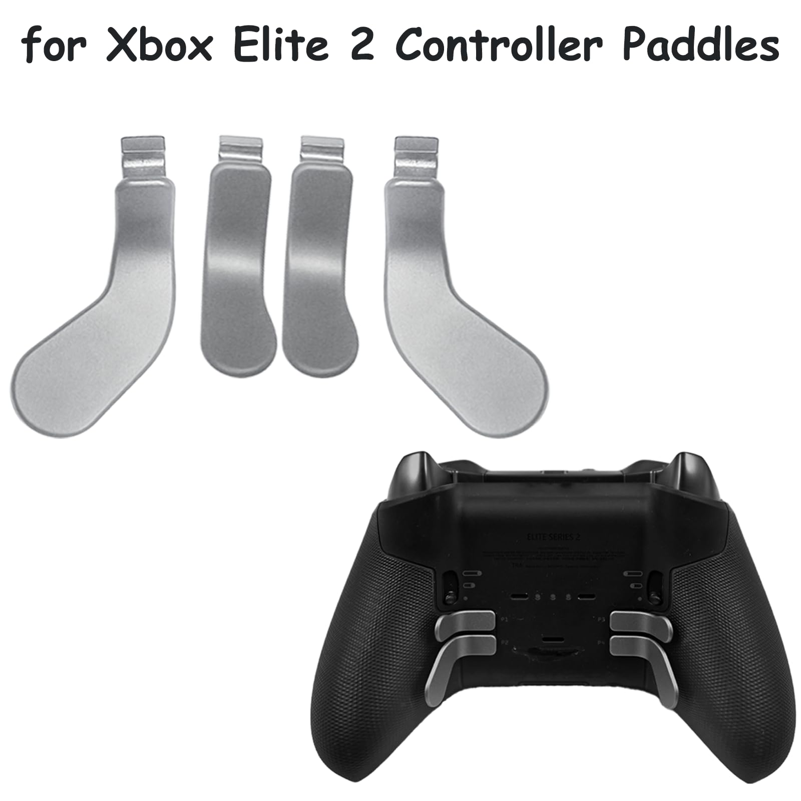 CaoXiong 4 Pack Metal Paddles for Xbox Elite Series 2 Controller - Silver Back Buttons Replacement | Enhanced Gaming Performance for FPS, Racing & Competitive Play