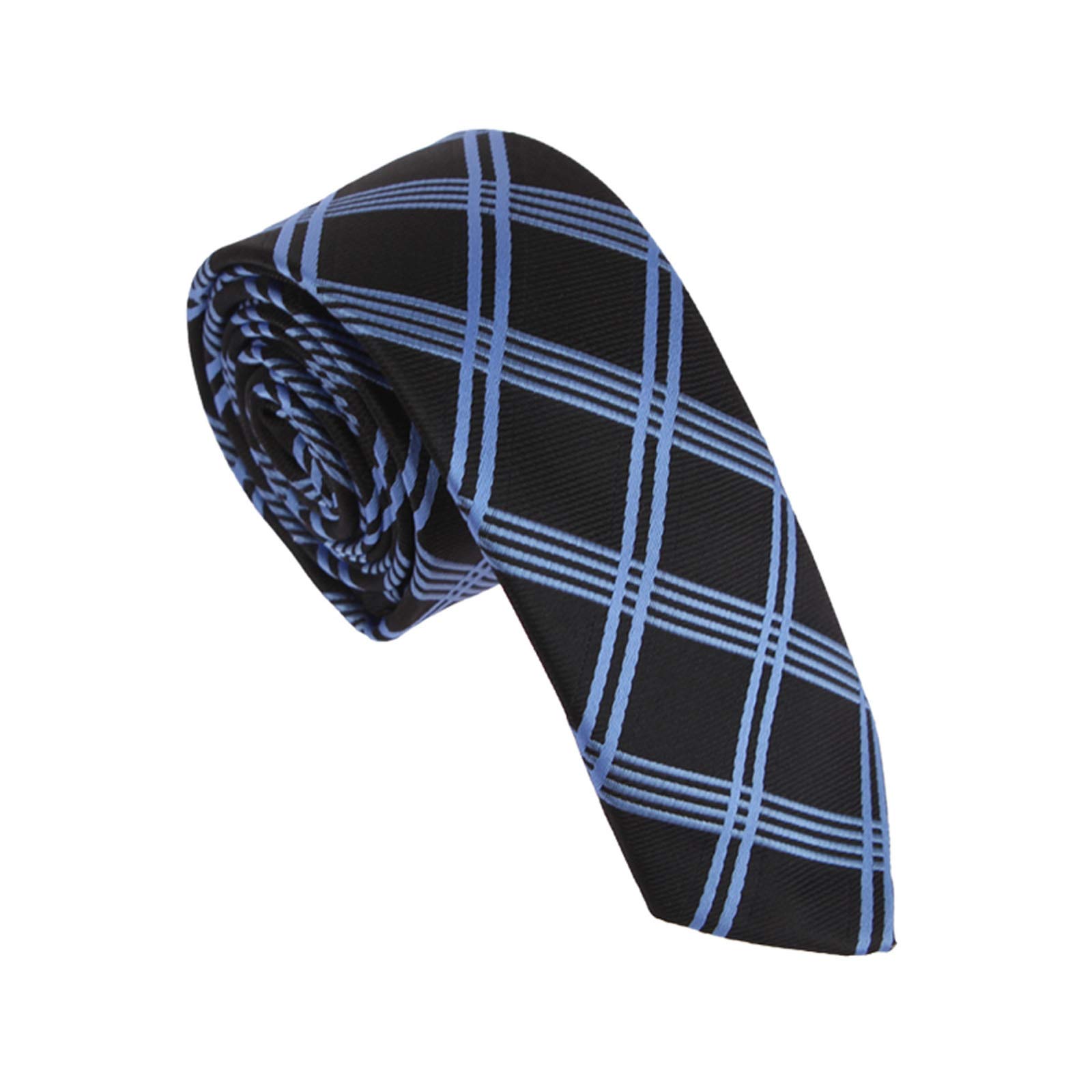 Men's Skinny Tie - Dan Smith Romance Plaid Microfiber Slim Necktie for Business, Weddings & Formal Occasions