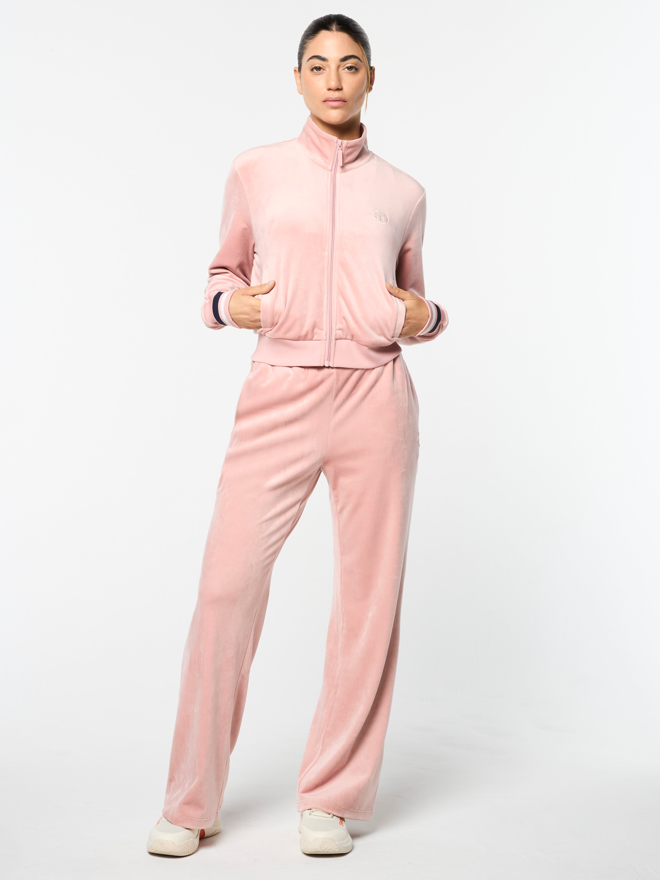 Adele Velour Track Jacket for Women - Soft Pale Mauve Zipper Jacket, Cozy Loungewear & Casual Outerwear for Everyday Wear, Gym, and Travel
