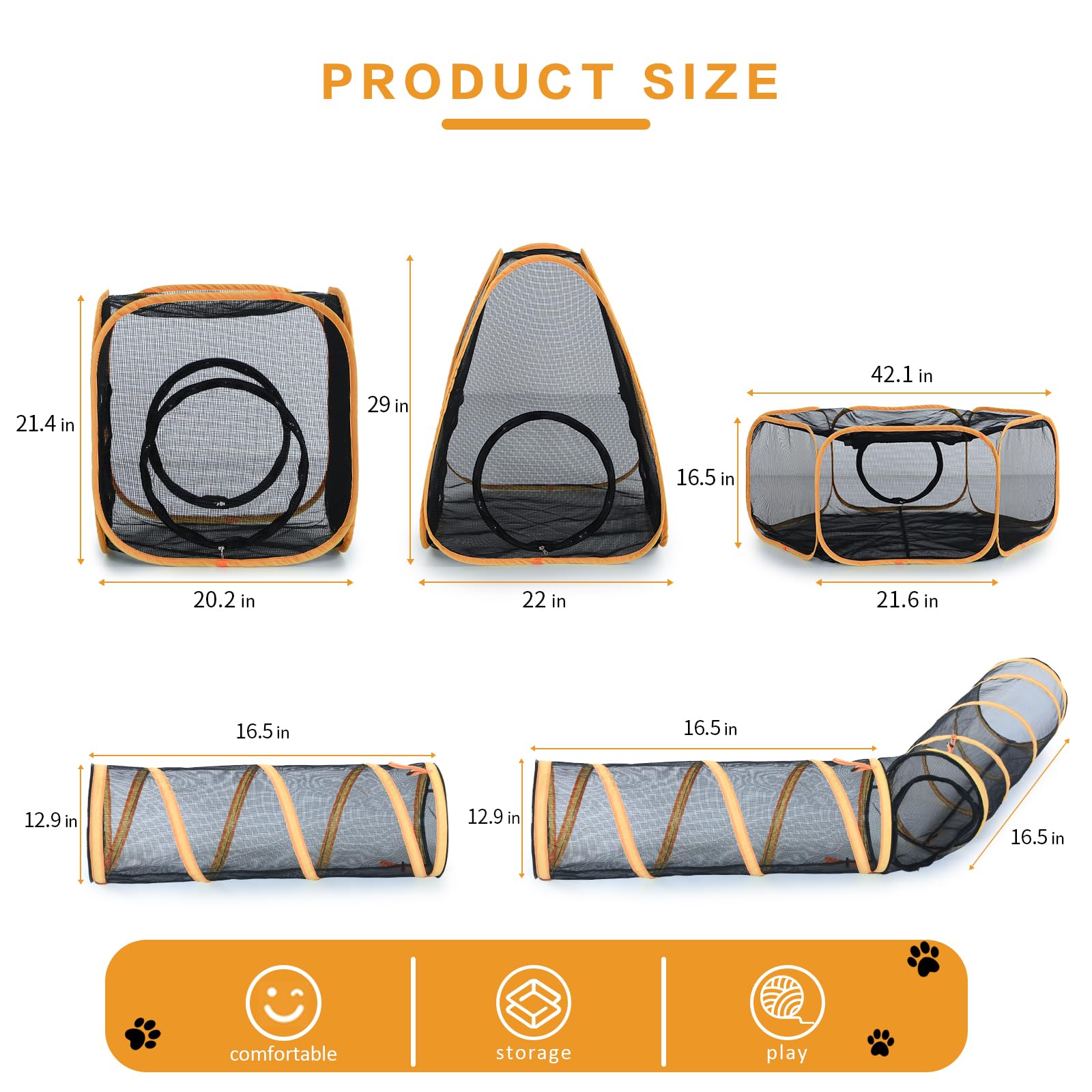 5 in 1 Outdoor Cat Tent with Tunnel - Portable Cat Enclosure for Indoor & Outdoor Cats - Includes Cat Harness, Leash, Wand Toy & Feather Toys - Perfect for Backyard, Camping & Indoor Playpen
