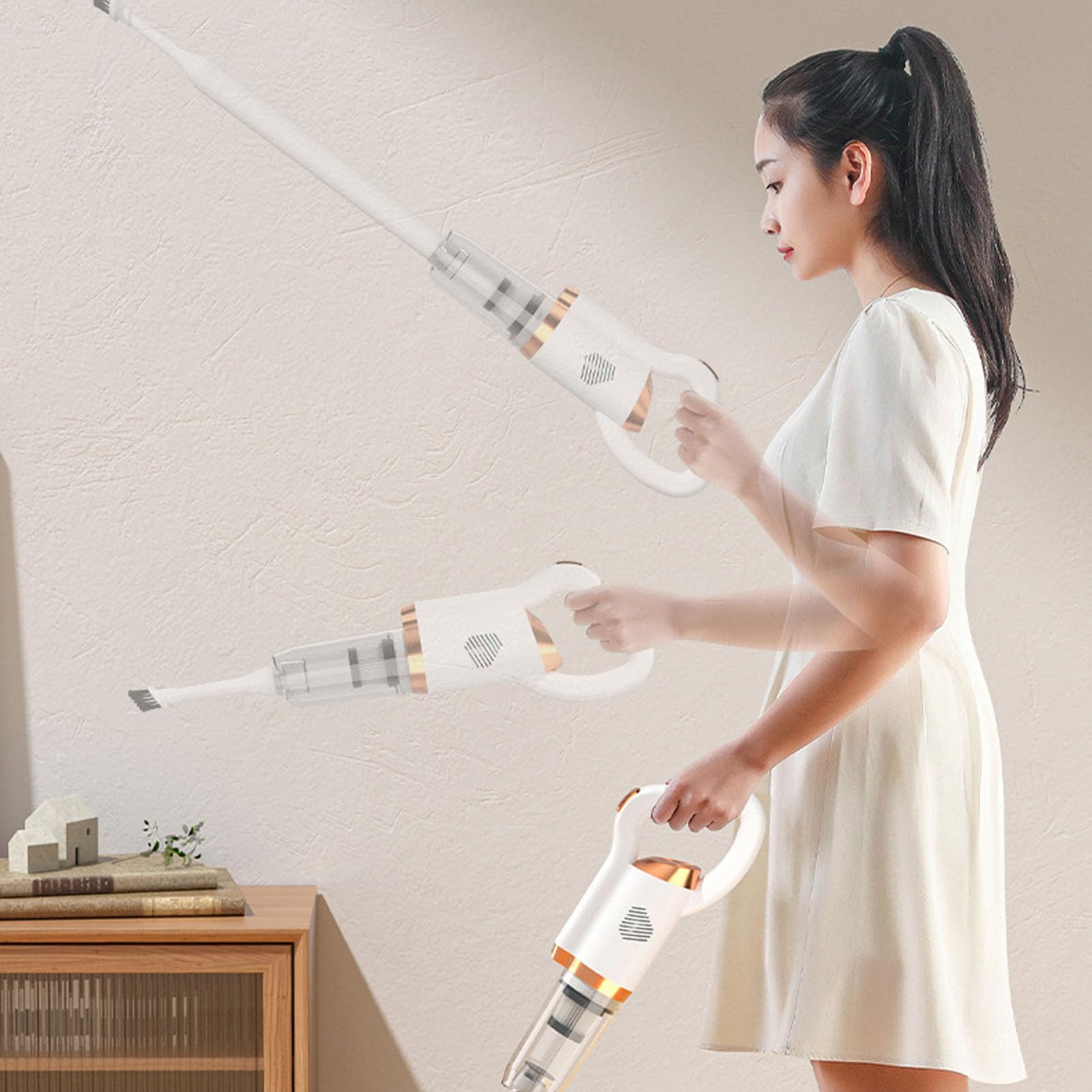 Pwshymi 2-in-1 Cordless Stick Vacuum Cleaner - Powerful Handheld Vacuum with Long Battery Life, Lightweight & Quiet for Home Cleaning - Perfect for Hard Floors, Carpets, Pet Hair & Car Interiors