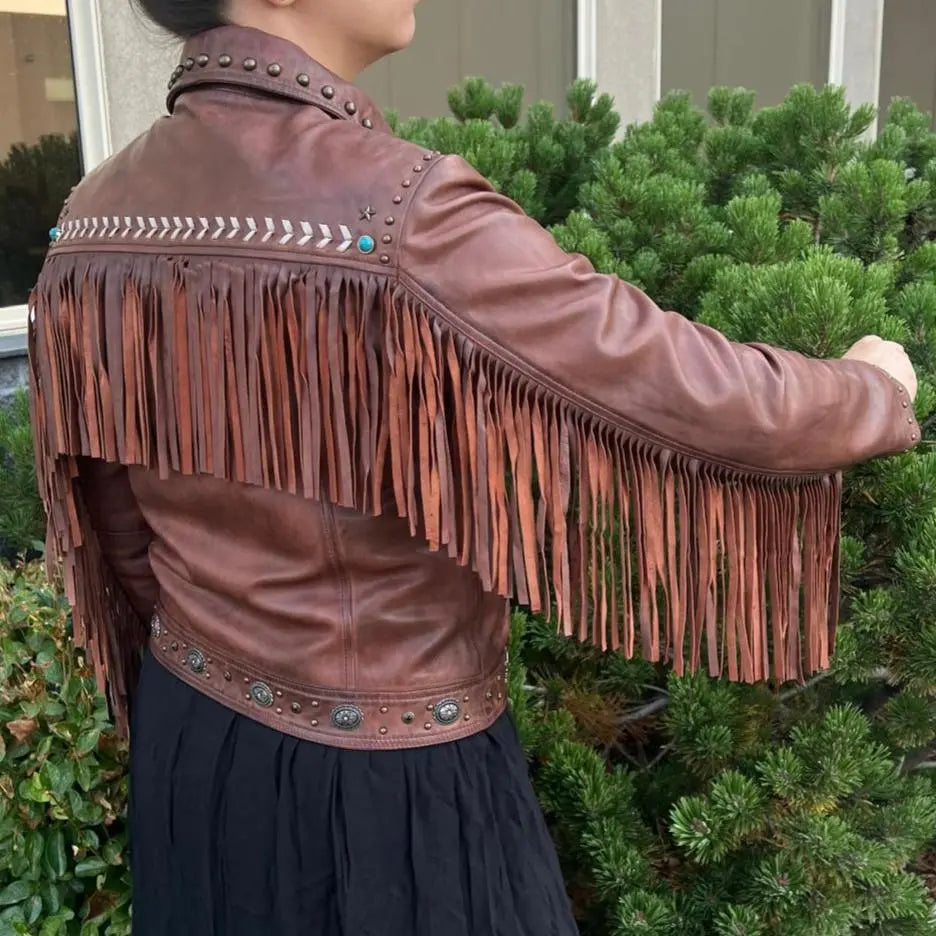 Stylish Leather Western Jacket with Fringe for Men & Women | Cowboy Chic Outerwear for Rodeo, Music Festivals & Night Out