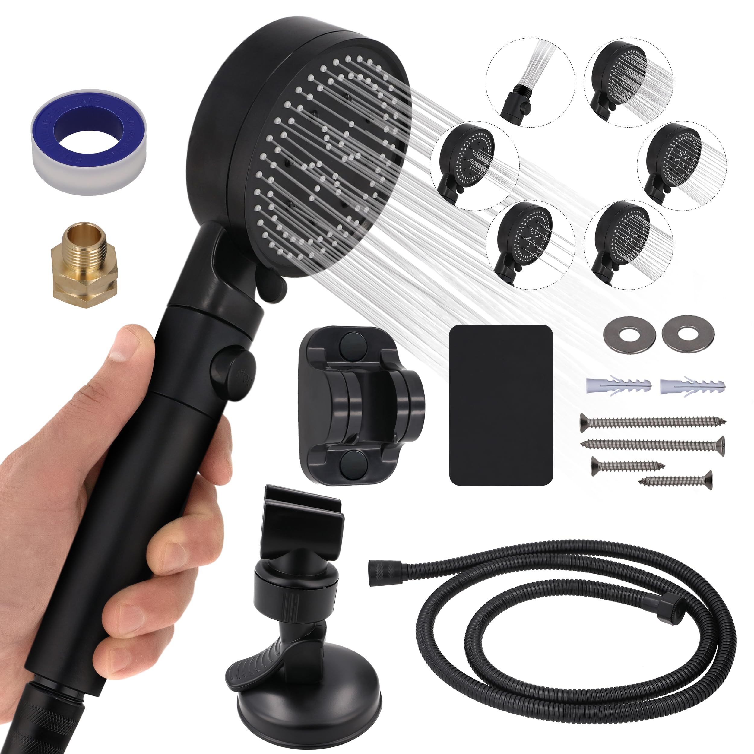 Versatile RV Shower Head with Hose - 6 Spray Modes & On/Off Button - Easy Install Camper Shower Kit for Indoor/Outdoor Use - Perfect for RV, Camping, Boating & Off-Grid Living