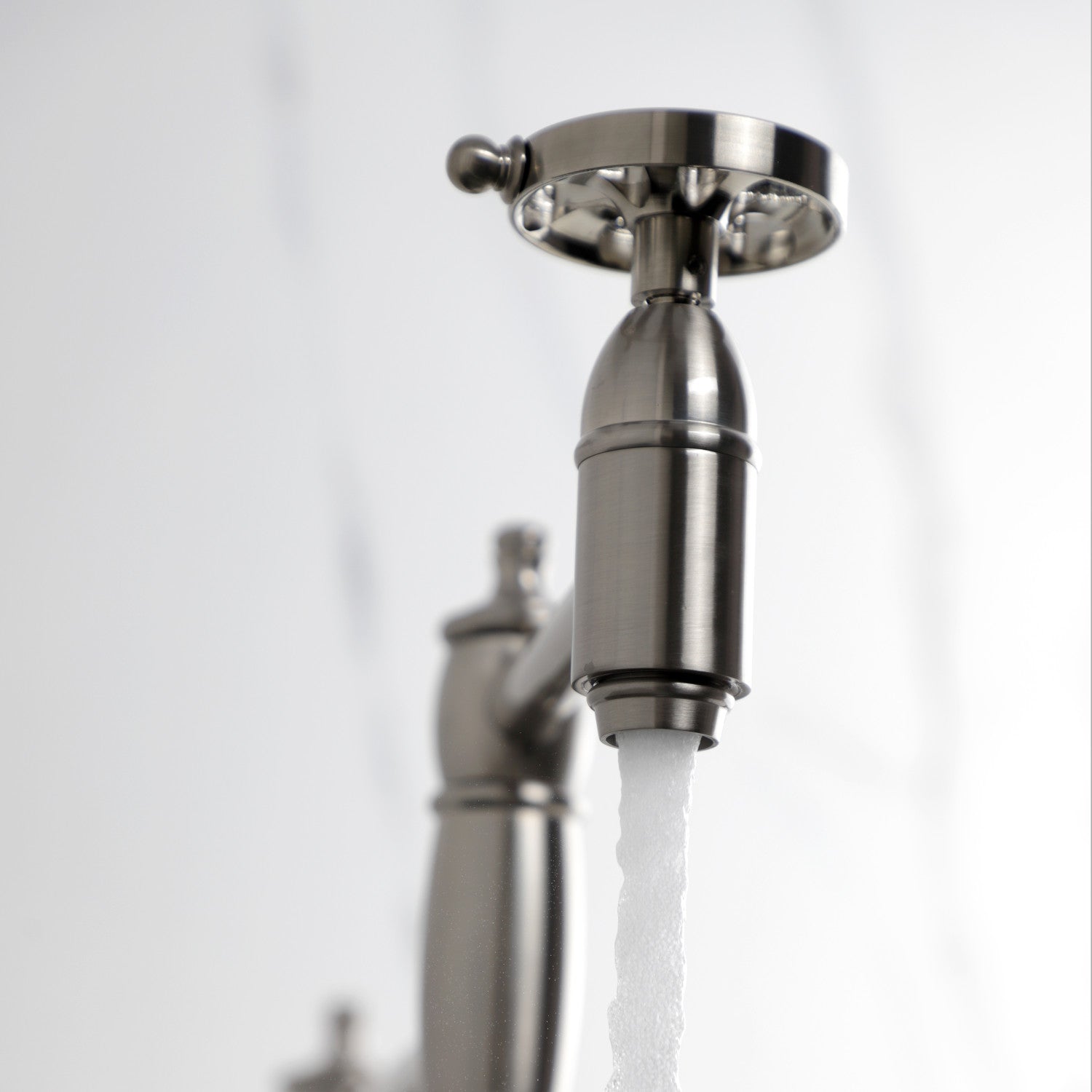 Belknap KS3708RX Brushed Nickel Two Handle Deck Mount Pot Filler Faucet - Ideal for Kitchen Sink, Stove, and Cooking Area