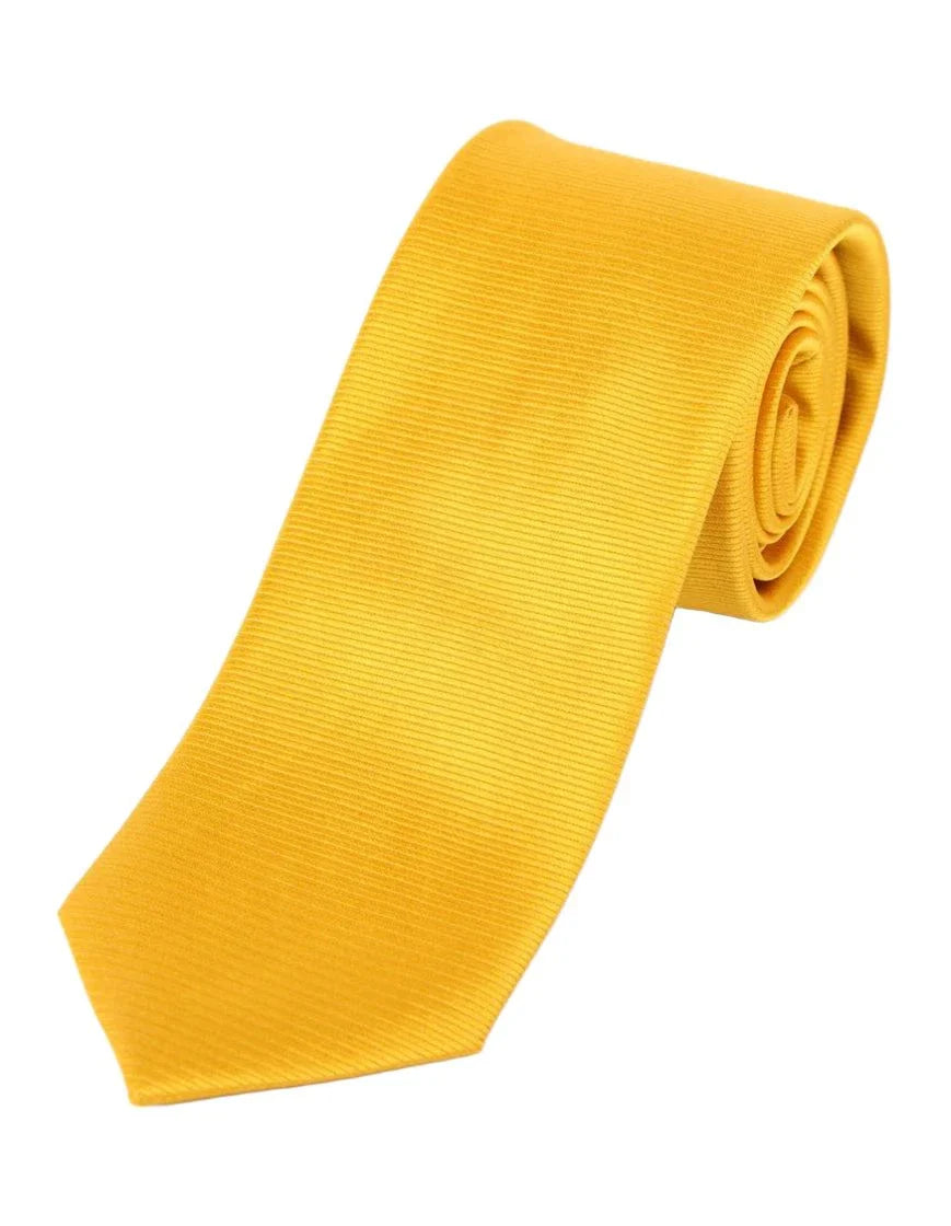 JA Ribbed Twill Silk Tie - Premium Yellow Necktie for Men | Perfect for Business Meetings, Weddings & Formal Occasions