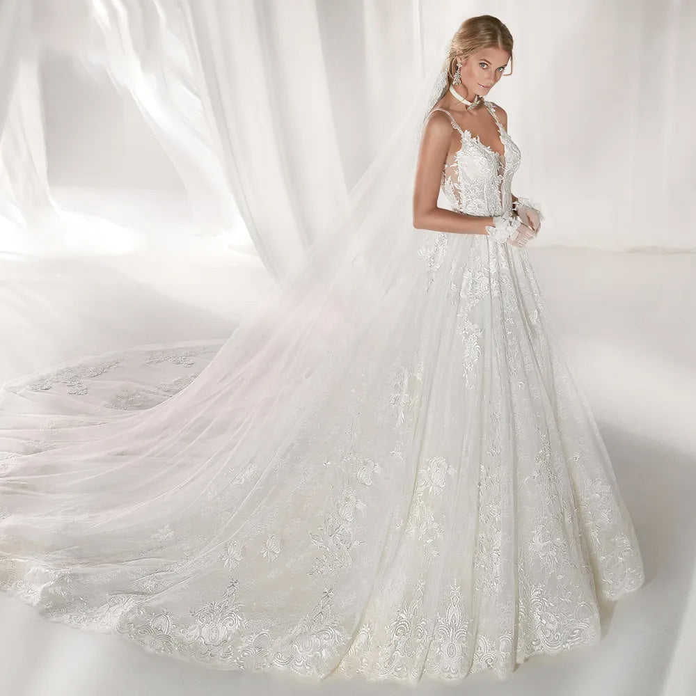 Elegant Sweetheart Lace A-Line Wedding Dress with Sexy Backless Design, Beaded Appliques & Spaghetti Straps - Perfect for Boho Brides, Beach Weddings & Romantic Vow Renewals
