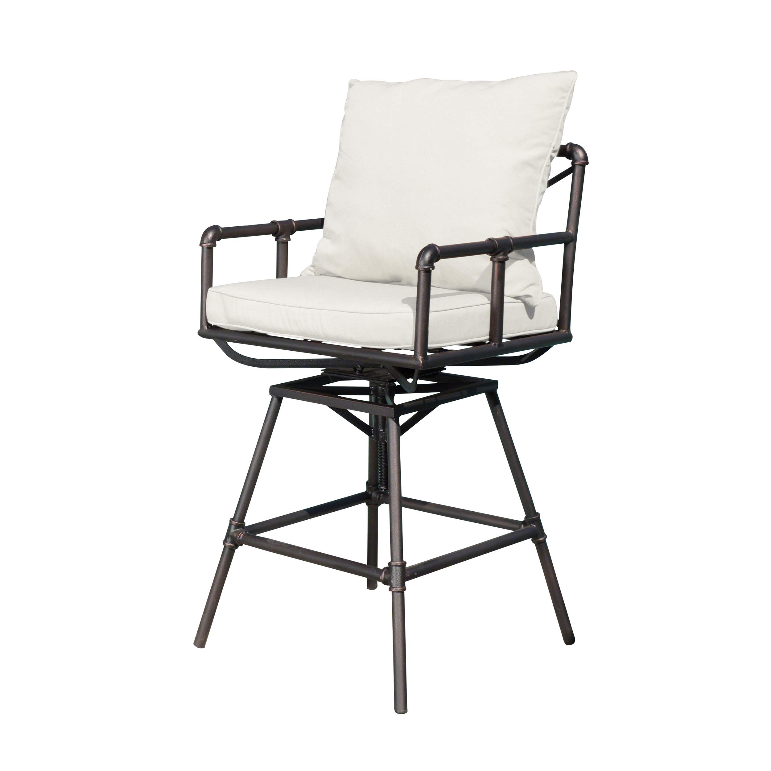 Christopher Knight Home Northrup Pipe Outdoor Adjustable Barstool, Black Copper - Patio, Deck, Garden & Poolside Bar Height Stool for Outdoor Entertaining
