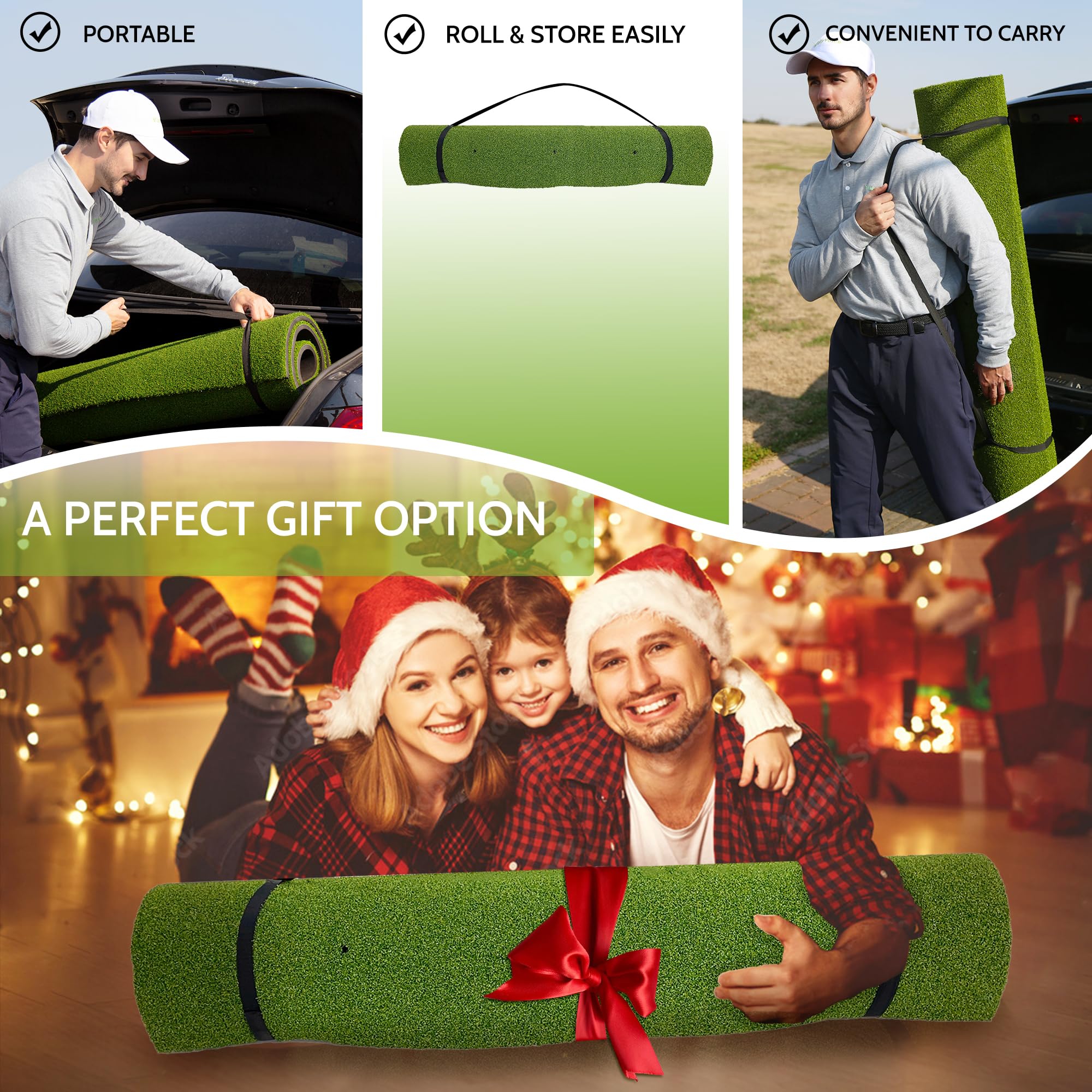 Premium MyVoice Pro 5x4ft Thickened Golf Mat Set - High-Elastic Non-Slip Base with Multiple Turf Options for Indoor/Outdoor Golf Training | Perfect for Driving Range Practice, Backyard Golf & Home Putting Green Setup