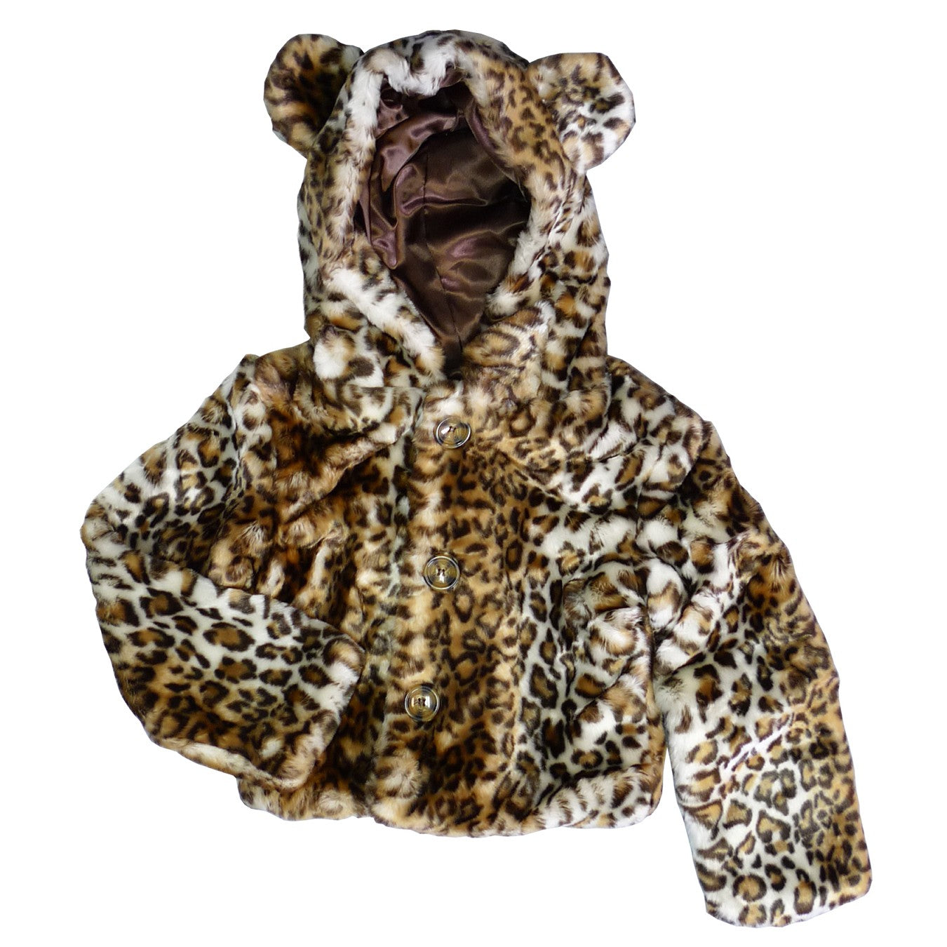 Brown Leopard Print Faux Fur Hooded Jacket for Big Girls (Sizes 6-12) - Cozy Winter Fashion for School & Playdates