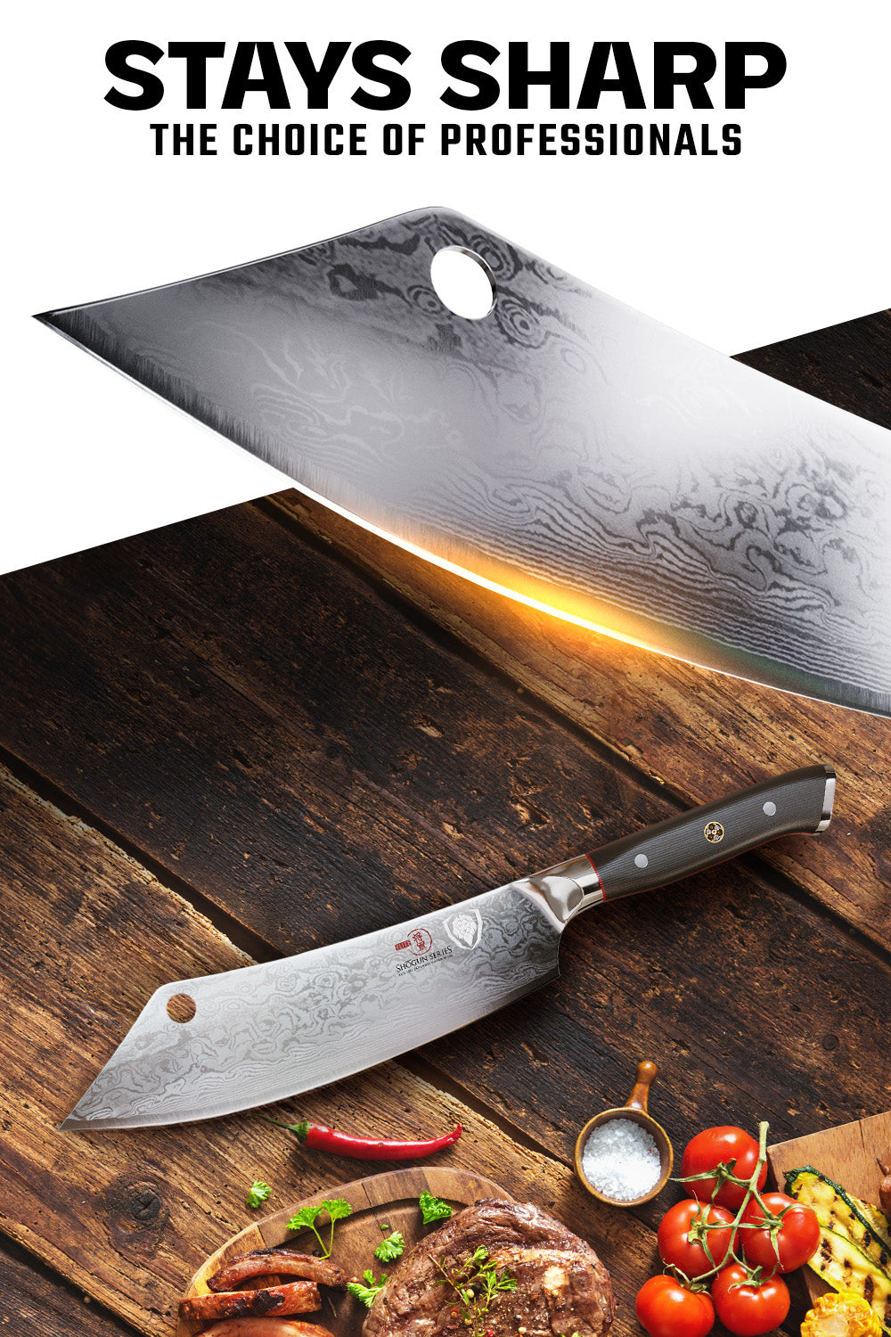 Dalstrong Shogun Series ELITE 8-Inch Hybrid Cleaver & Chef's Knife - Crixus | Professional Kitchen Knife for Chopping, Slicing & Precision Cutting | Perfect for Home Chefs & Professional Kitchens
