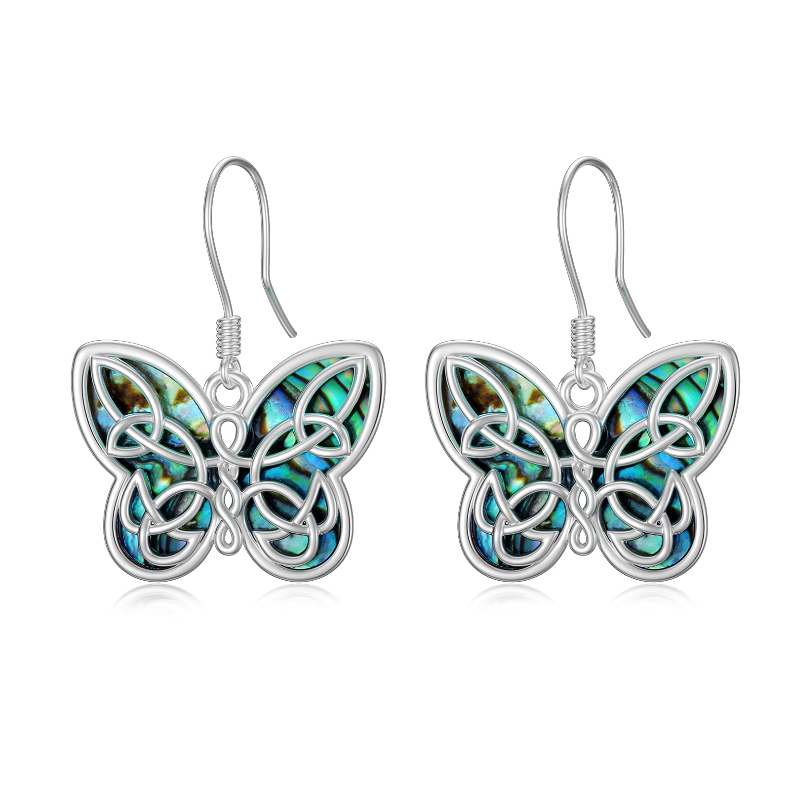 Sterling Silver Celtic Knot Dangle Drop Earrings with Abalone Shell - Elegant Celtic Jewelry Gift for Women, Brides, Mothers | Perfect for Weddings, Anniversaries & Special Occasions