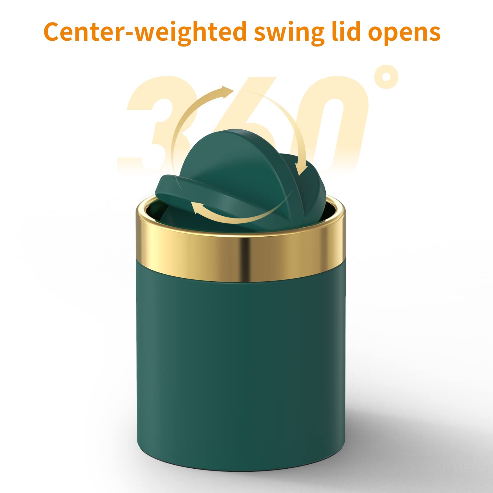 Mini Stainless Steel Trash Can with Lid - 0.4 Gallon/1.5L Small Metal Garbage Bin for Office, Bedroom, Bathroom & Kitchen Countertop - Dark Green Desktop Recycling Waste Basket for Home & Office Use - Perfect for Desks, Nightstands, Vanities and Small Spaces