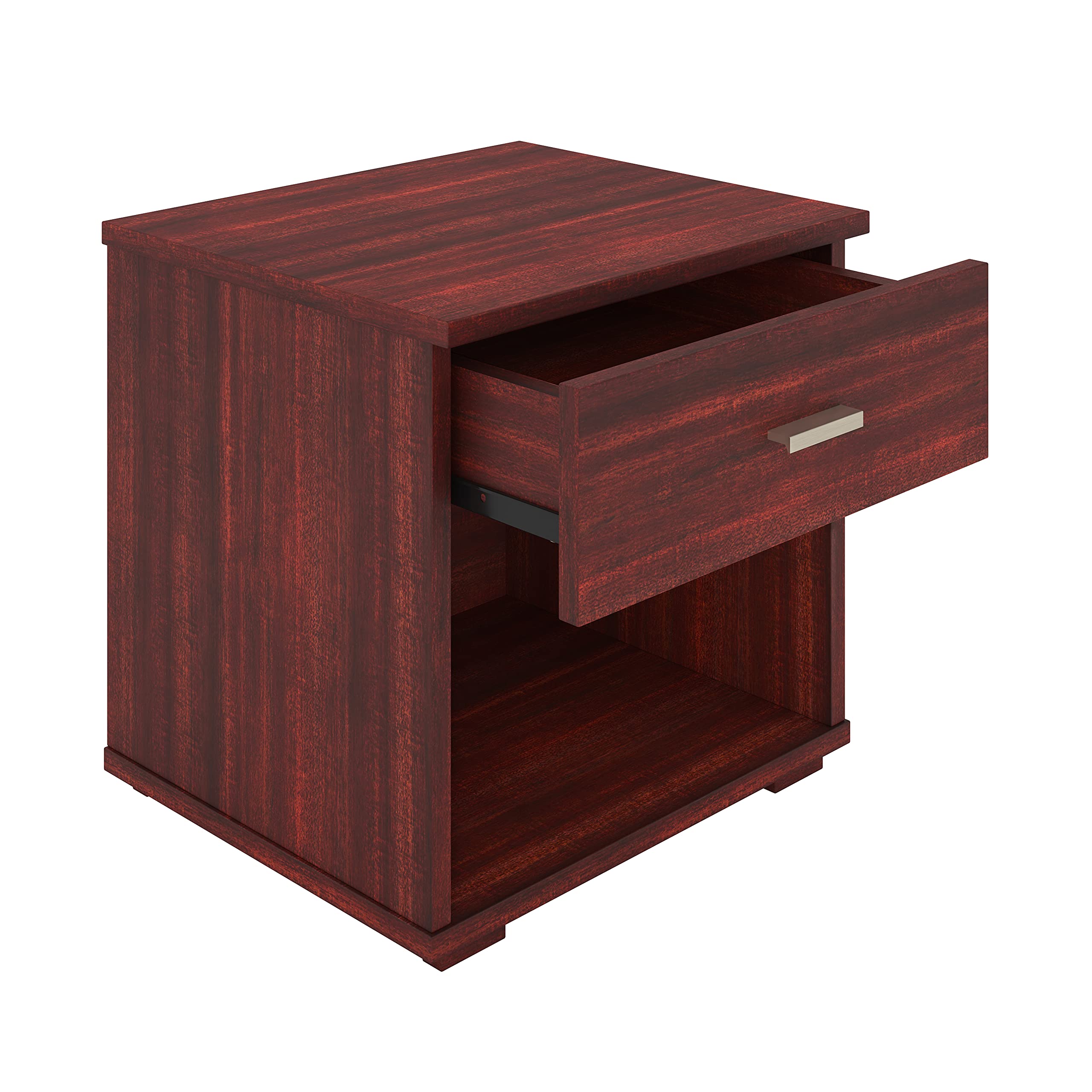 Boyd Sleep Novara Nightstand - Modern Cherry Wood Bedside Table with Deep Drawers & Euro Glides | Perfect for Bedroom Storage & Contemporary Home Decor