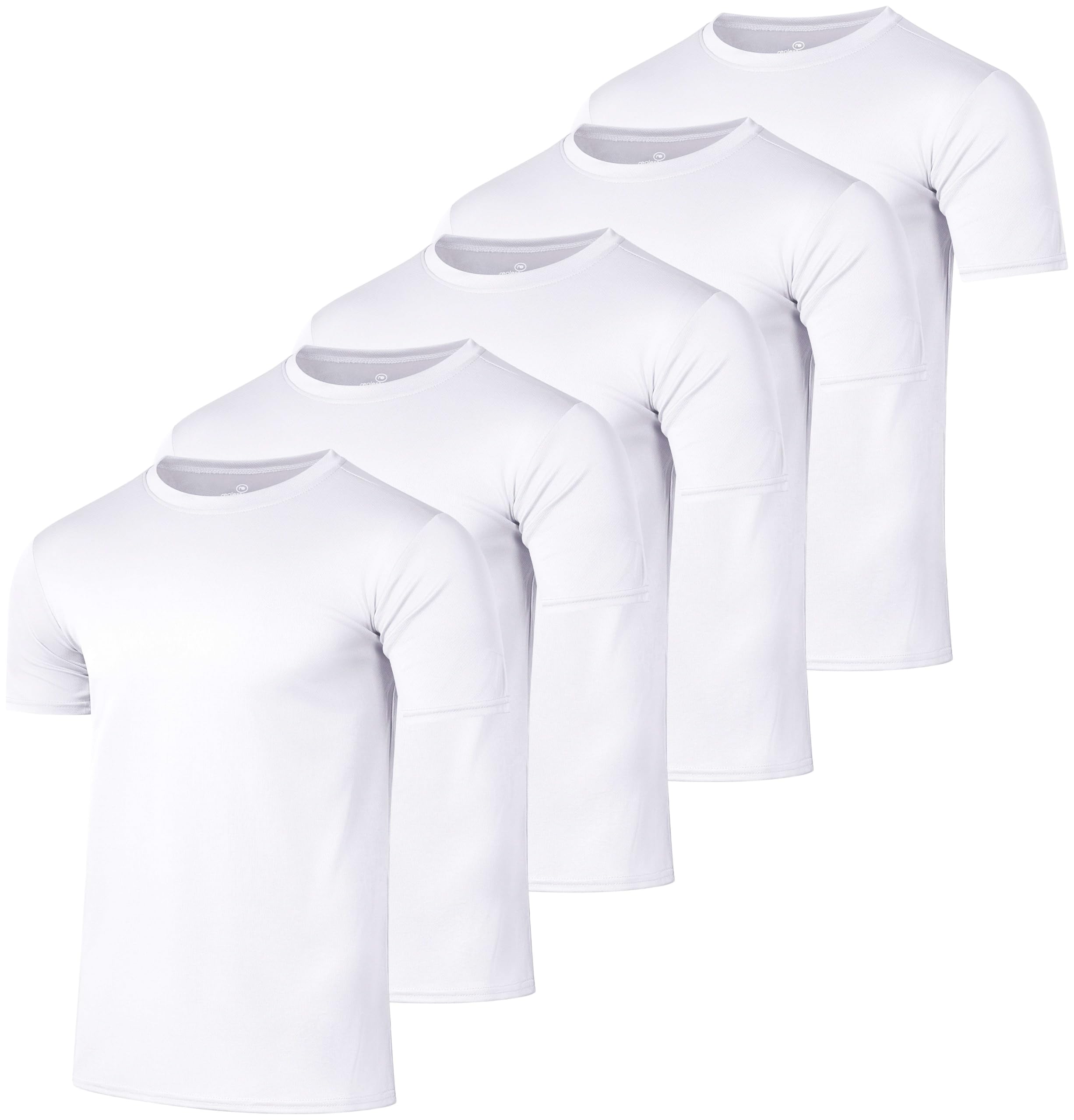 Real Essentials 5 Pack Men's Quick Dry Athletic T-Shirts - Moisture Wicking Activewear Short Sleeve Tees for Gym, Running & Workouts (Big & Tall Sizes Available) | Breathable Mesh Crew Neck Shirts for Sports & Casual Wear