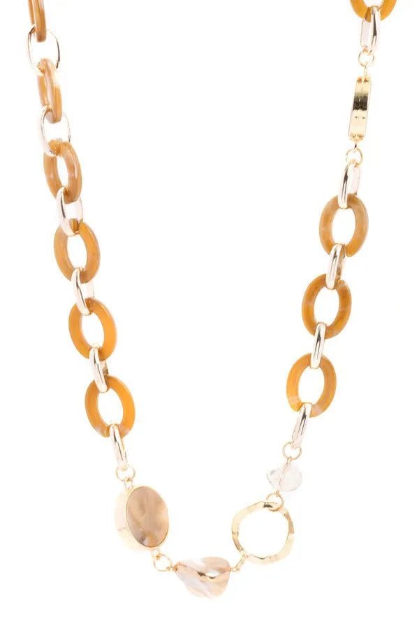 Elegant Gold Metal Amber Long Chain Crystal Necklace for Women - Perfect for Evening Parties, Weddings & Special Occasions