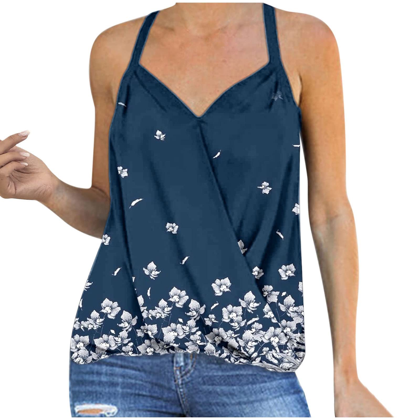 Women's Fashion Printed V-Neck Sleeveless Blouse - Stylish Sling Tops for Casual Wear, Office Outfits & Summer Outings