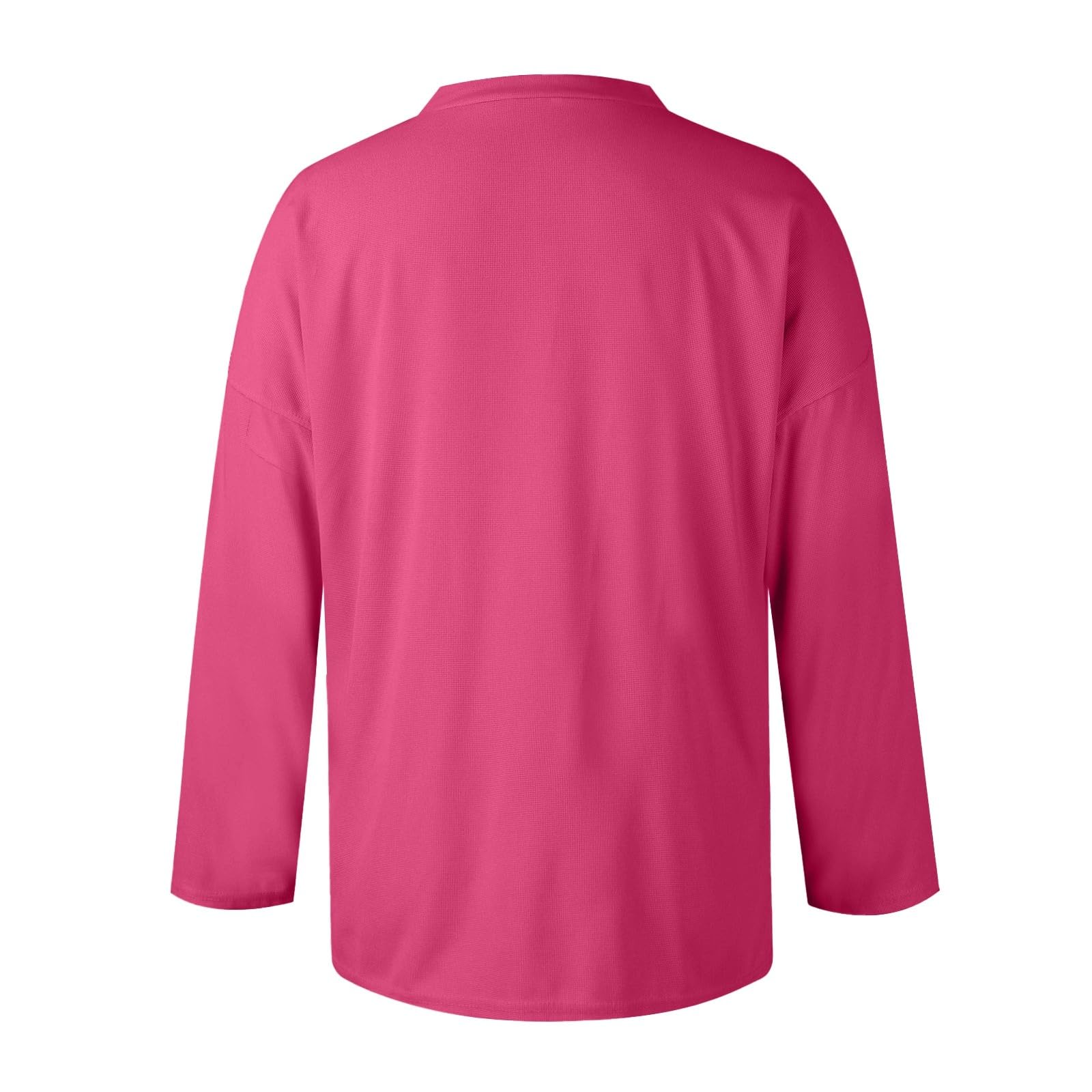 Women's Button-Up Sweatshirt - Waffle Knit Henley Neck Long Sleeve Top - Solid Color Drop Shoulder Blouse for Casual Wear & Layering