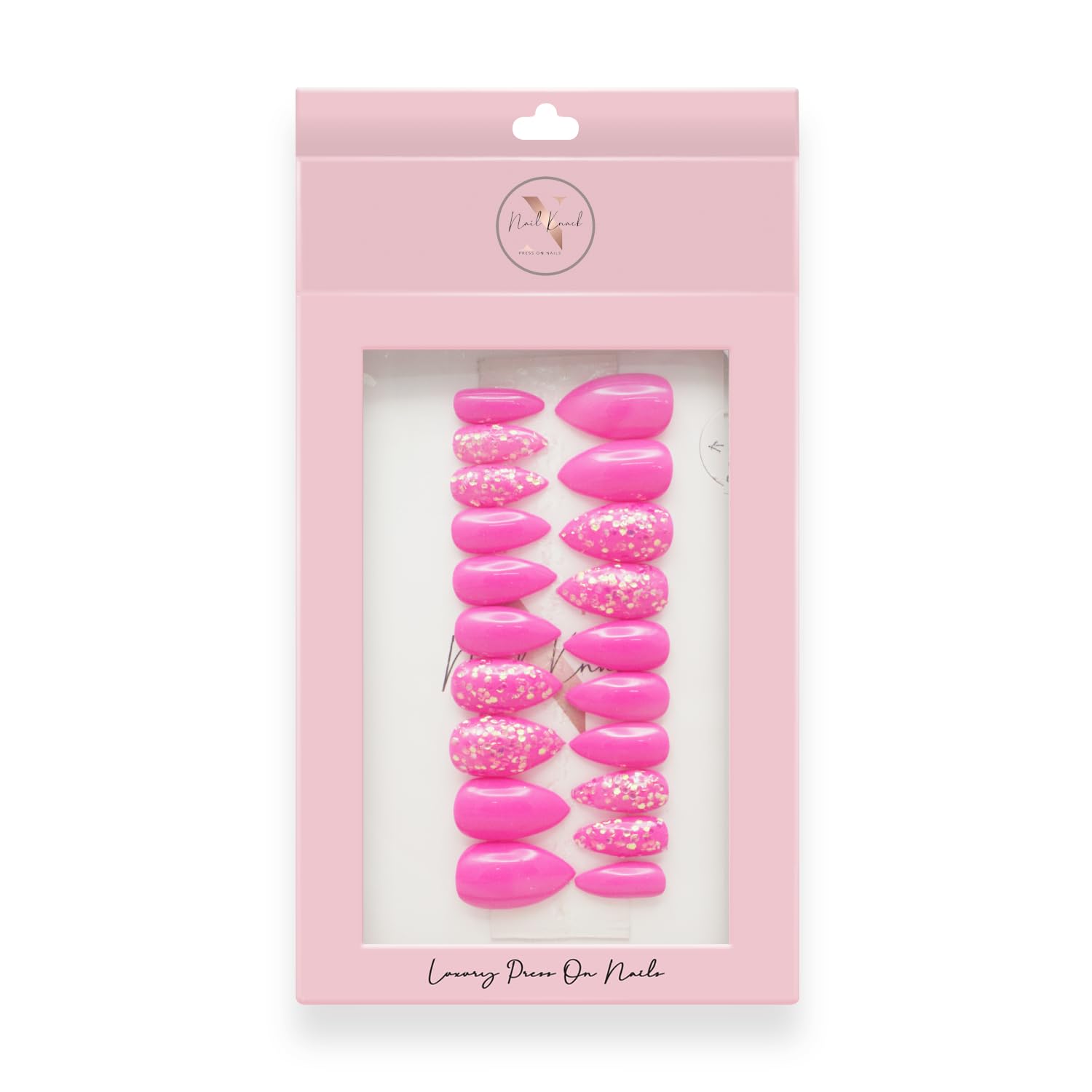 Premium Fake Press-On Nails - Pink Unicorn Set of 20 | Reusable Full Coverage Artificial Nails with UV Gel Polish | Easy to Apply Stick-On Nail Extensions for Both Hands | Perfect for Parties, Weddings, Daily Wear & Special Occasions