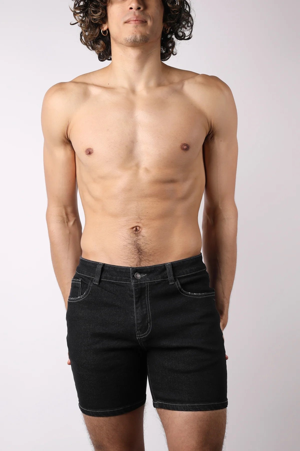 Timoteo Oceanside 5 Slim Fit Denim Shorts for Men - Black Washed Stretch Jeans Shorts | Casual Summer Wear, Beach Outings & Weekend Street Style
