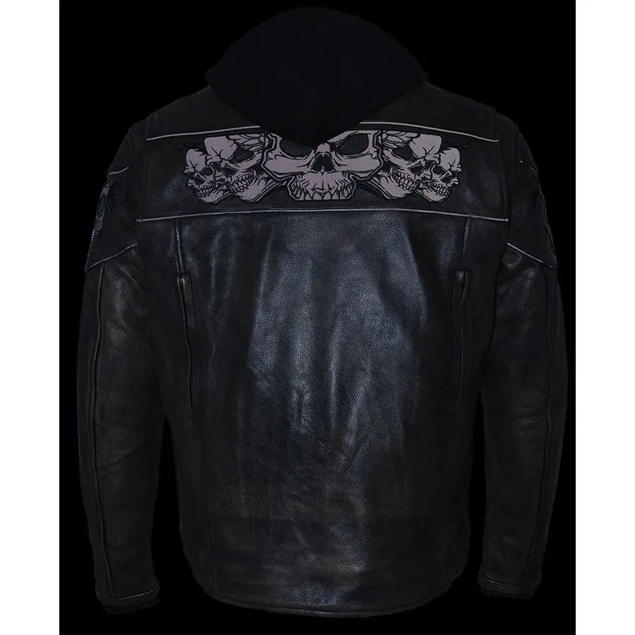 Milwaukee Leather Men's Distressed Brown Motorcycle Jacket with Reflective Skull Design - Stylish Biker Jacket for Scooter Riders & Urban Commuters