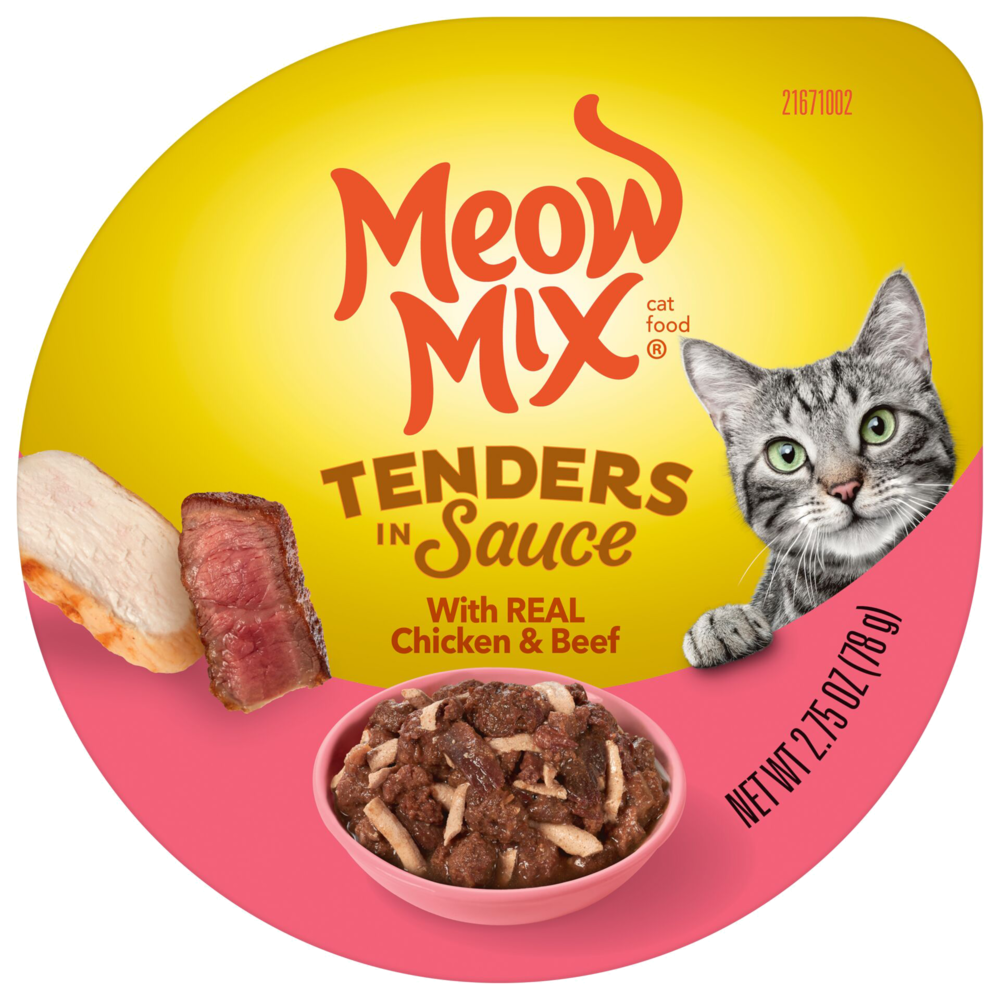 Meow Mix Tender Favorites Wet Cat Food with Real Chicken and Beef in Gravy - 24 Pack, Grain Free Protein Rich Meal for Adult Cats - Perfect for Picky Eaters & Mealtime Enhancement