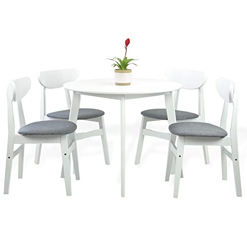 Modern Solid Wood Round Dining Table - White Finish for Elegant Home Dining & Entertaining