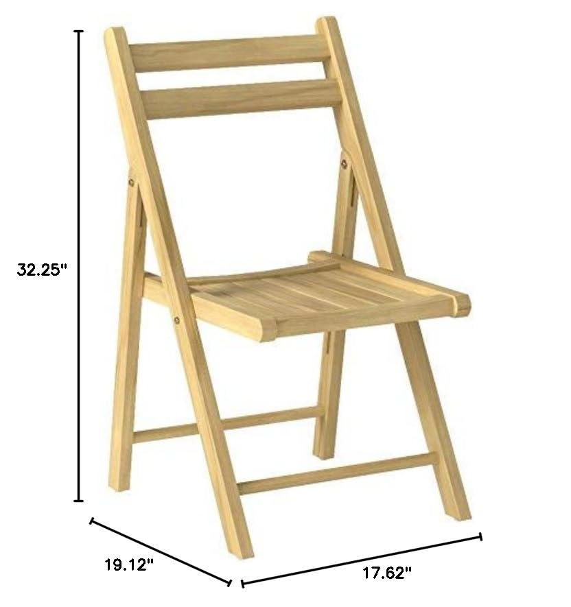 Robin 4-Piece Folding Chair Set - Natural Wood Finish, Space-Saving Stackable Design for Indoor/Outdoor Use - Perfect for Dining, Patio, Camping & Events (Set of 4)