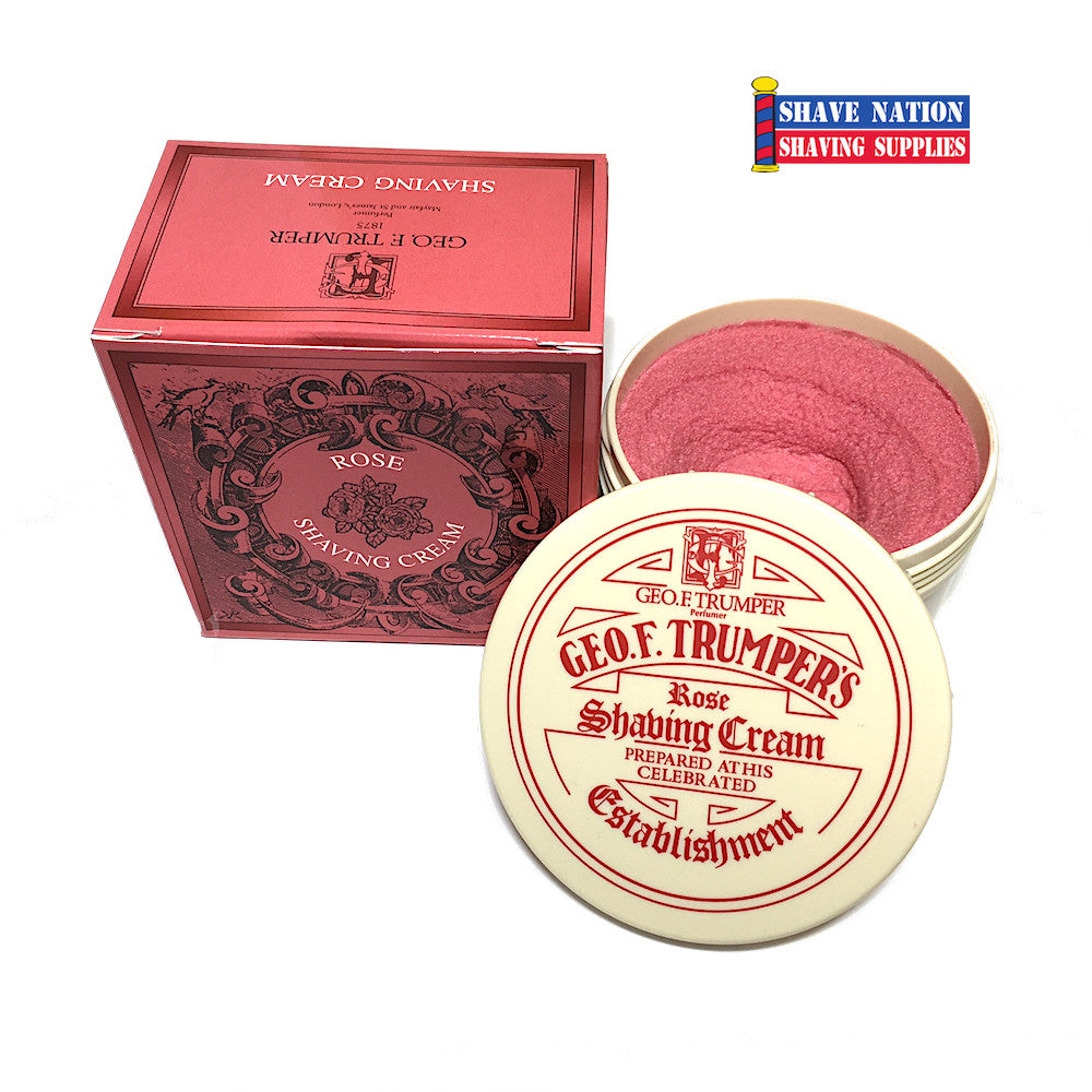 Geo F Trumper Luxury Shaving Cream for Men - Rose Scented, 100g - Premium British Grooming Product for Smooth Shave - Perfect for Daily Use & Gift Sets