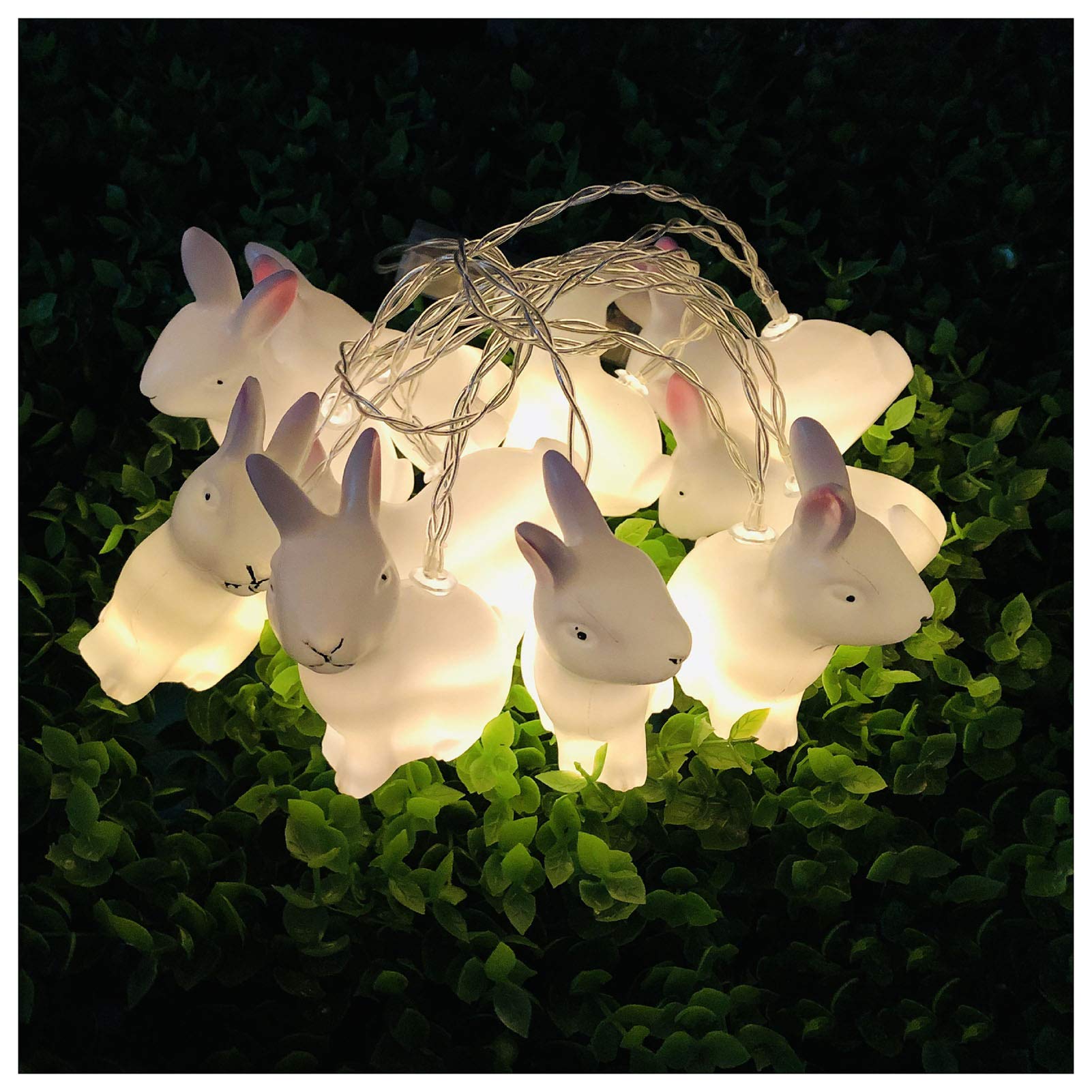 Easter Bunny LED String Lights - 10 Rabbit Shaped Battery Operated Fairy Lights for Garden, Room, Window & Party Decorations (1.5m) - Perfect for Easter Day, Spring Celebrations & Outdoor Festive Lighting