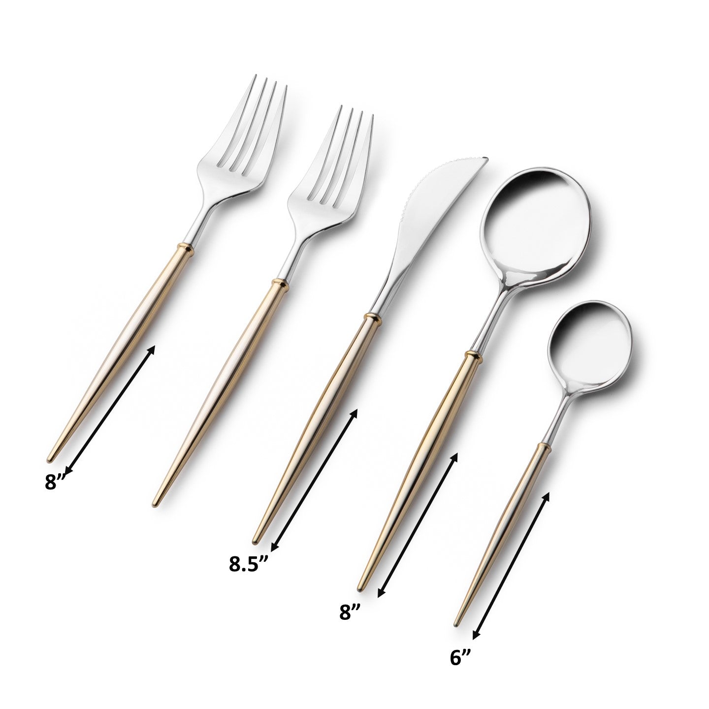 Premium 40-Piece Silver and Gold Flatware Set for 8 - Elegant Stainless Steel Cutlery Set for Formal Dining, Dinner Parties & Special Occasions - Dishwasher Safe Luxury Flatware