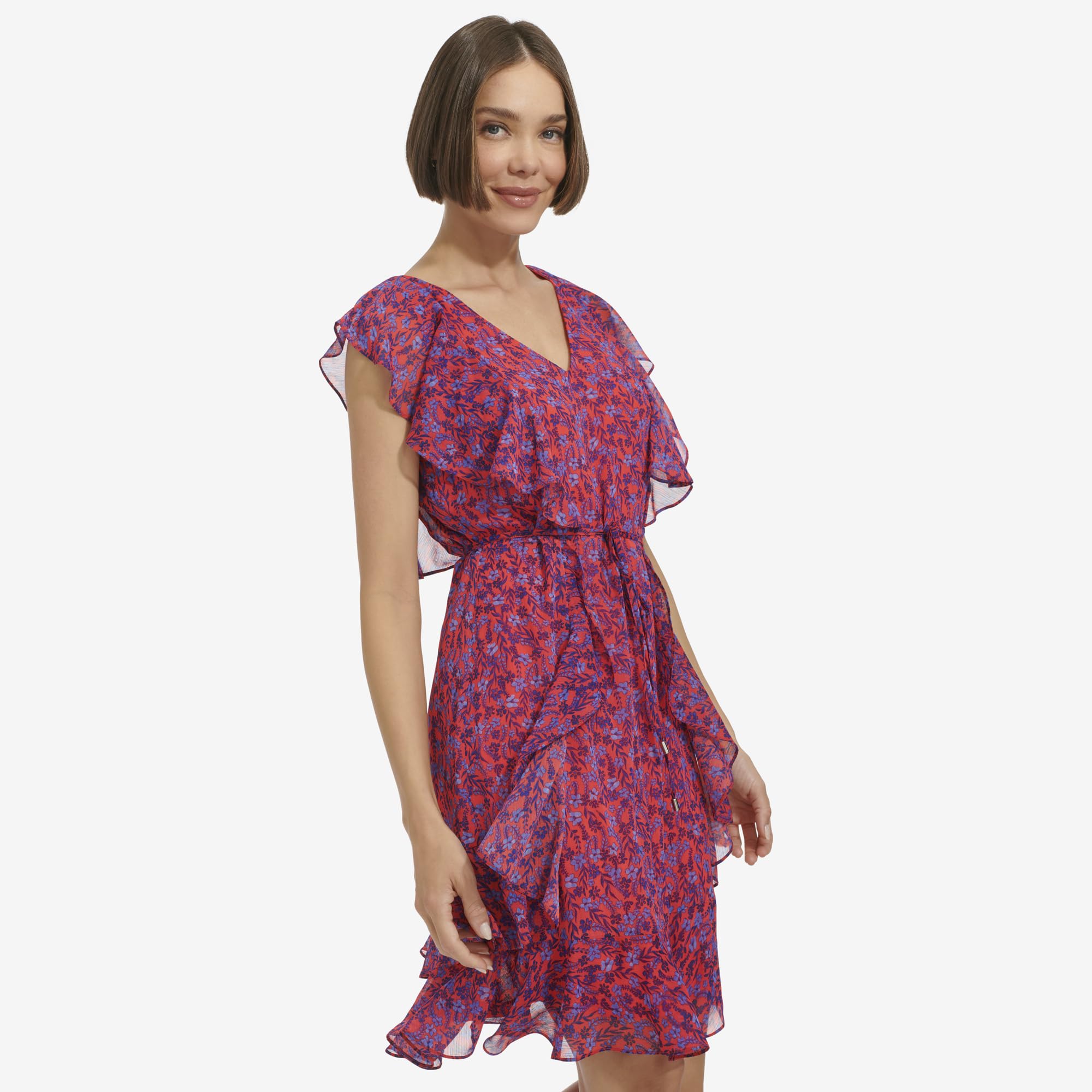 Tommy Hilfiger Women's Sleeveless Ruffle Dress - Flowy Summer Dress for Casual Outings, Beach Vacations & Date Nights