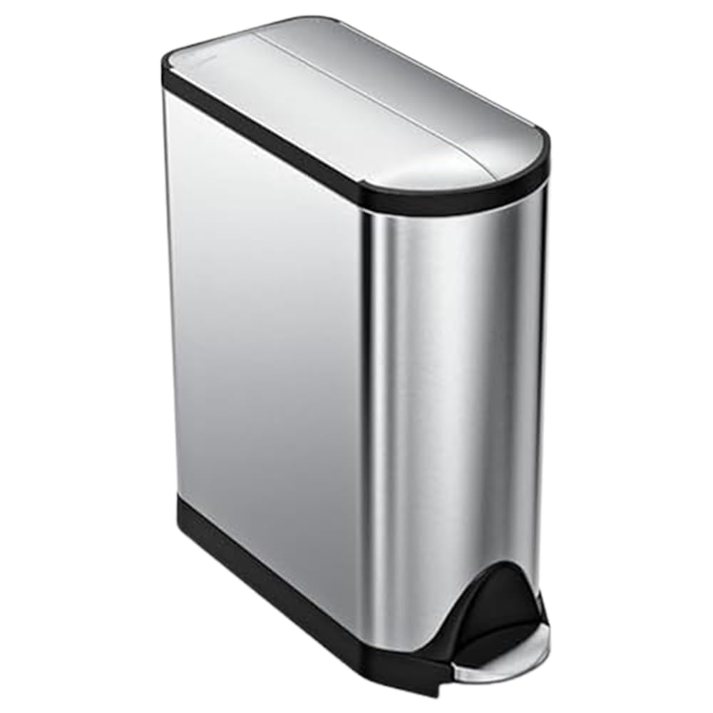 SimpleHuman 45L/11.9 Gallon Butterfly Lid Step Trash Can - Brushed Stainless Steel Kitchen Garbage Bin for Home, Office & Restaurant Use