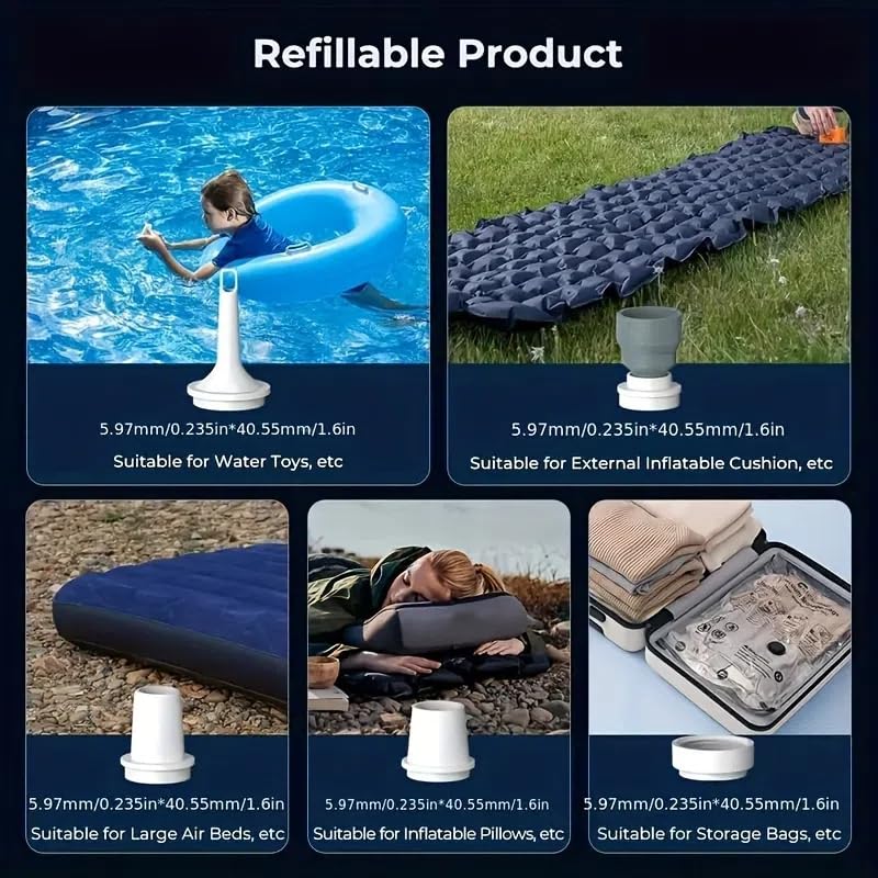 Portable Electric Air Pump for Inflatables - USB Rechargeable Mini Pump for Air Mattress, Pool Floats, Camping Gear & Vacuum Storage Bags | Fast Inflation/Deflation | Perfect for Outdoor, Travel & Home Use