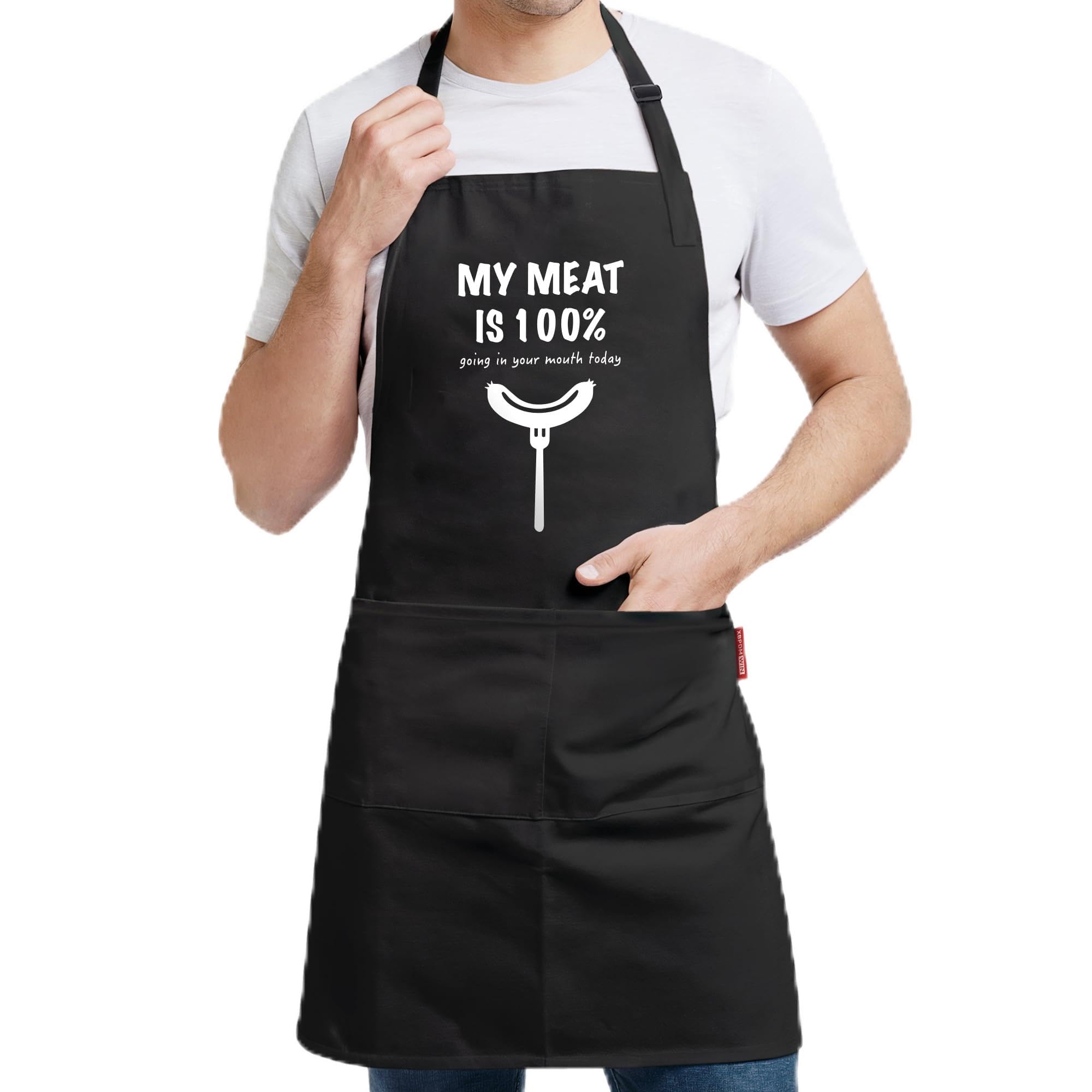Funny BBQ & Baking Apron for Men & Women - Best Christmas & Birthday Gift for Dad, Mom, Husband, Wife, Boyfriend - Kitchen Cooking Apron with Pockets - Perfect for Grilling, Baking, Cooking & Housewarming Gifts