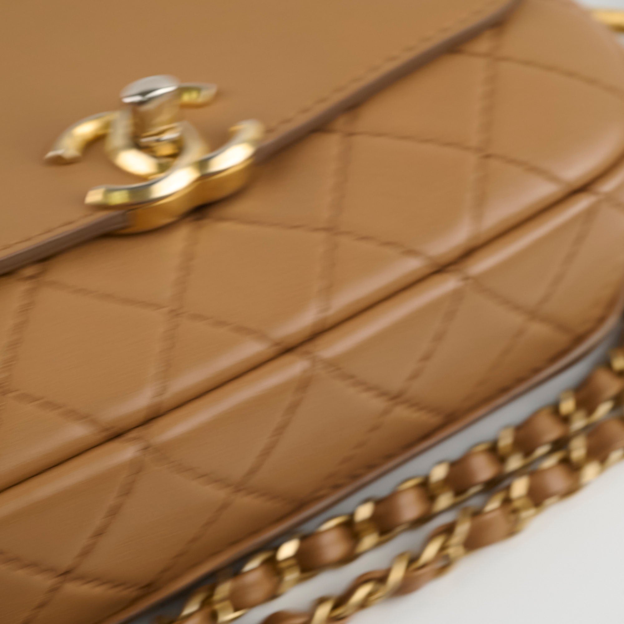 Chanel Seasonal Crossbody Bag with Detachable Pouch in Tan - Perfect for Everyday Use, Travel & Special Occasions