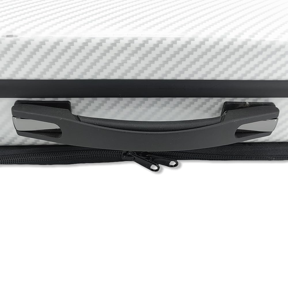 4/4 Carbon Fiber Violin Case with Music Sheet Pocket - Durable & Lightweight Black/White Violin Box for Professional Musicians & Students - Perfect for Travel, Performances & Storage