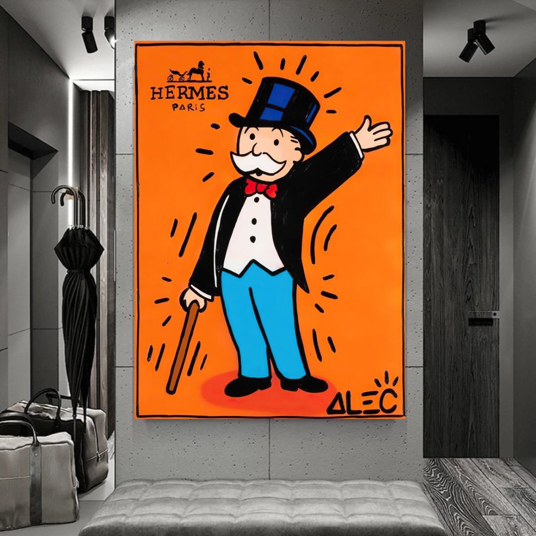 Alec Monopoly Hermes Magician Art Print - Unique Wall Decor for Living Room, Bedroom & Office | Pop Art Canvas Painting for Home & Gift