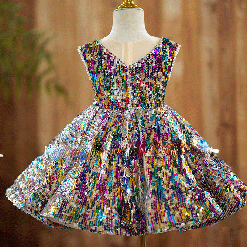 Adorable Baby V-Neck Baptism Dresses with Sequins - Toddler Girls' Christening Gowns for Church, First Communion & Special Occasions