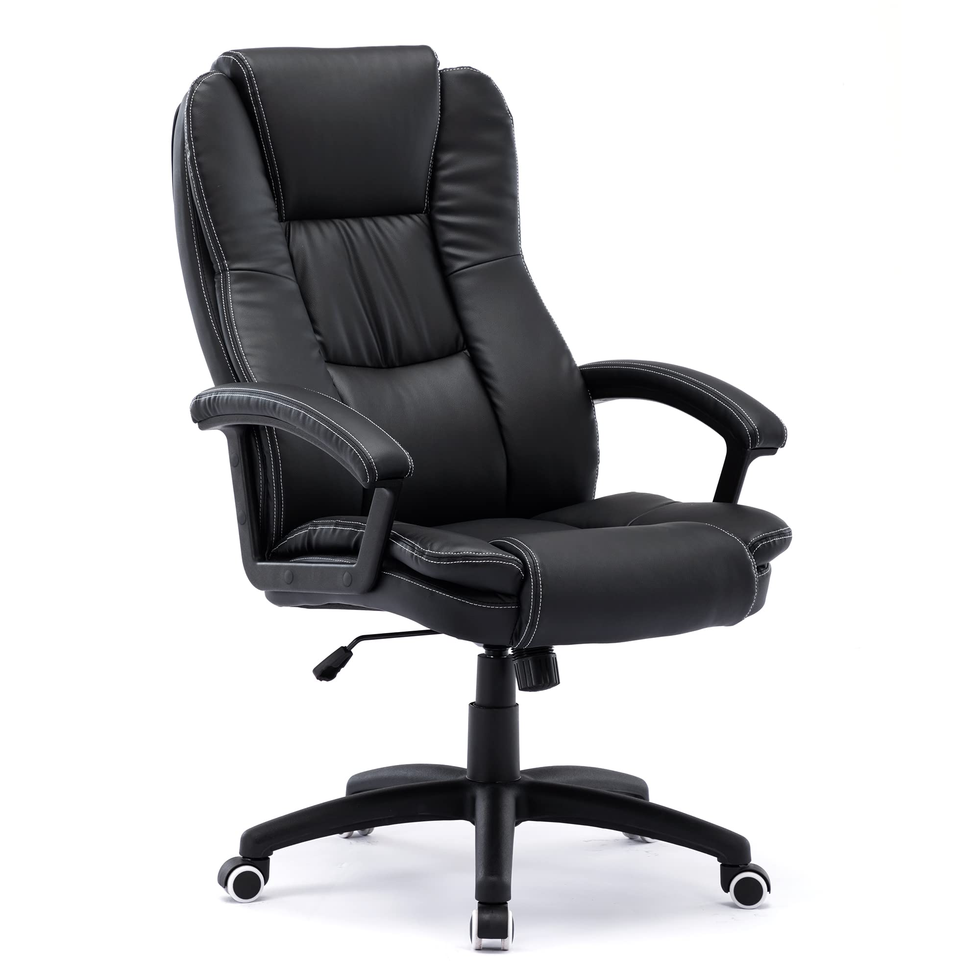 Premium High Back Executive Office Chair - Ergonomic Leather Computer Desk Chair with Adjustable Lumbar Support & Padded Armrests - Big and Tall Swivel Chair for Home Office, Gaming, and Professional Workspaces