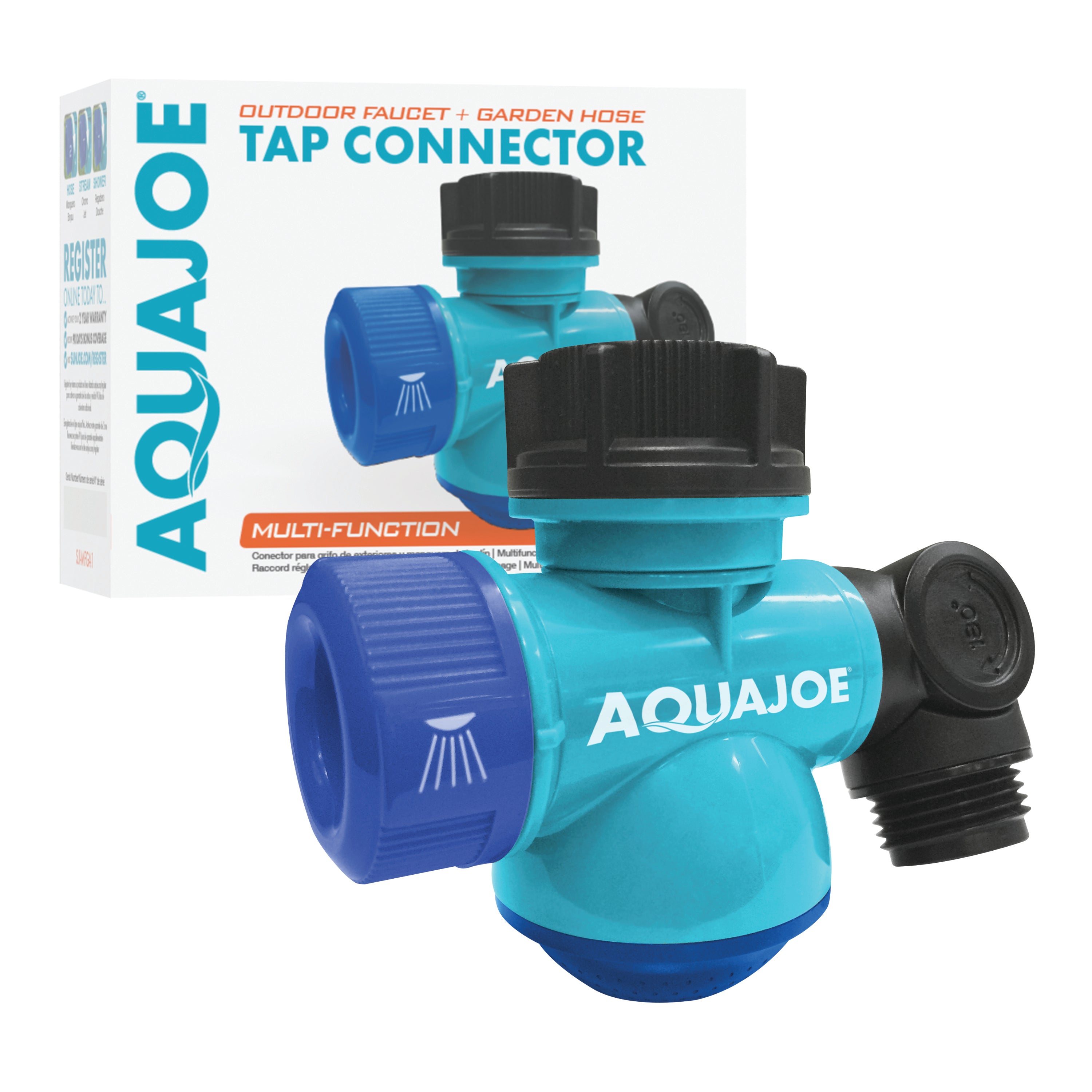 Aqua Joe SJI MFGA1 Multi-Function Outdoor Faucet & Garden Hose Tap Connector - Heavy Duty Brass Water Spigot Adapter for Lawn, Garden, and Car Washing