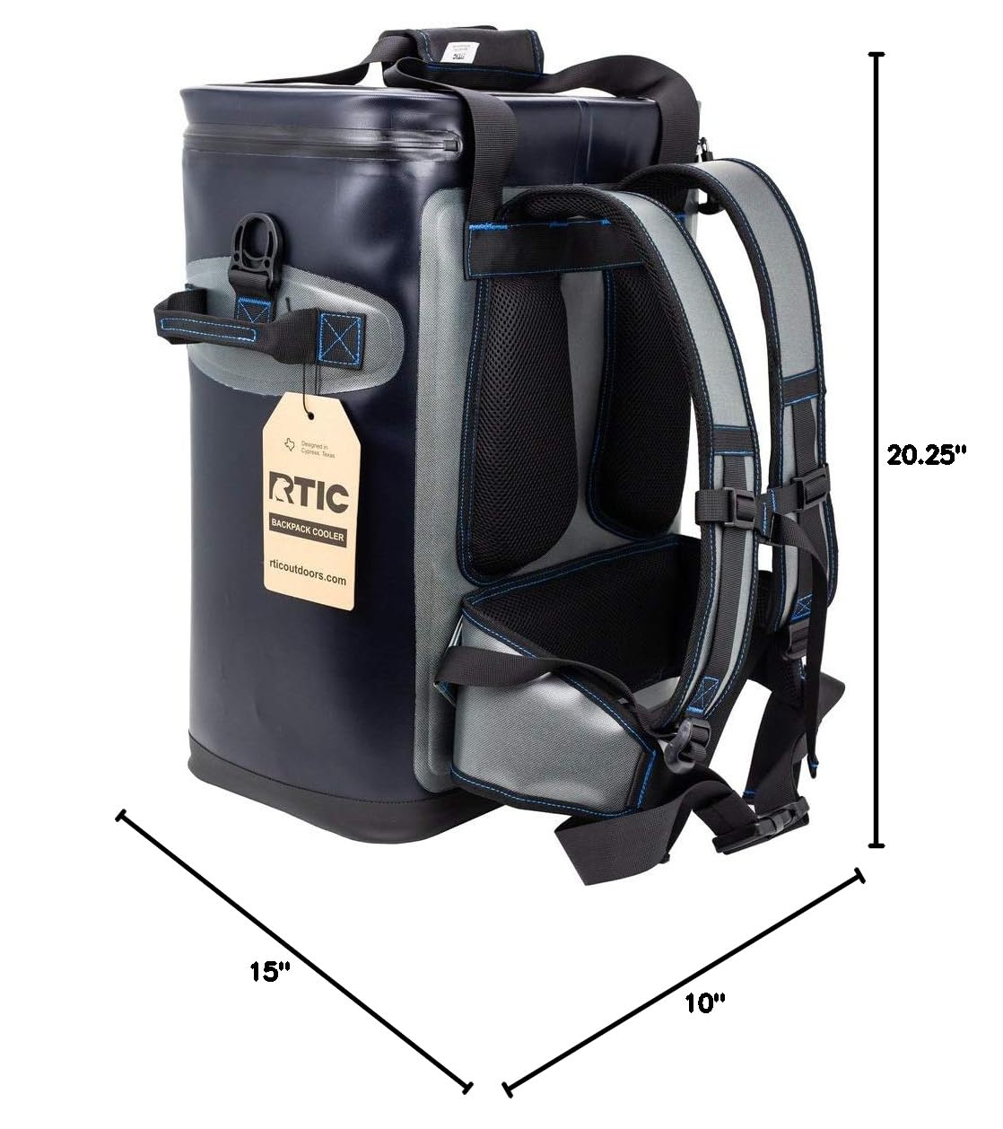 RTIC Soft Sided Cooler Backpack - Insulated Lunch Bag for Work, Picnics & Outdoor Adventures (Blue) - Perfect for Camping, Hiking, Beach Trips & Tailgating