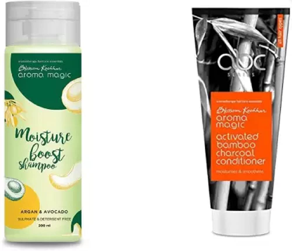 Aroma Magic Moisture Boost Shampoo & Charcoal Conditioner Set (2 Items) - Hydrating & Detoxifying Hair Care for Dry & Oily Scalp - Perfect for Daily Use & Deep Cleansing