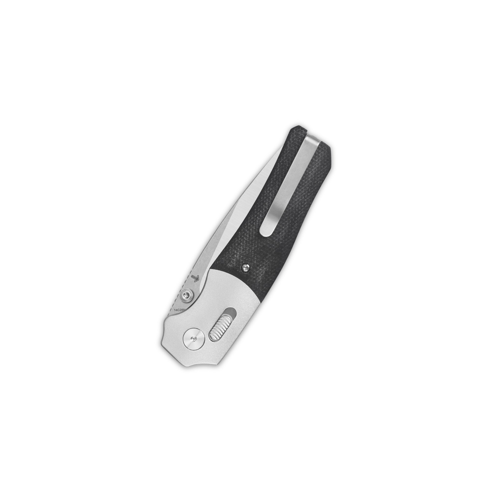 QSP Vault Glyde Lock Pocket Knife - 14C28N Stainless Steel Blade & Black Micarta Handle - EDC Folding Knife for Camping, Hiking, and Outdoor Adventures