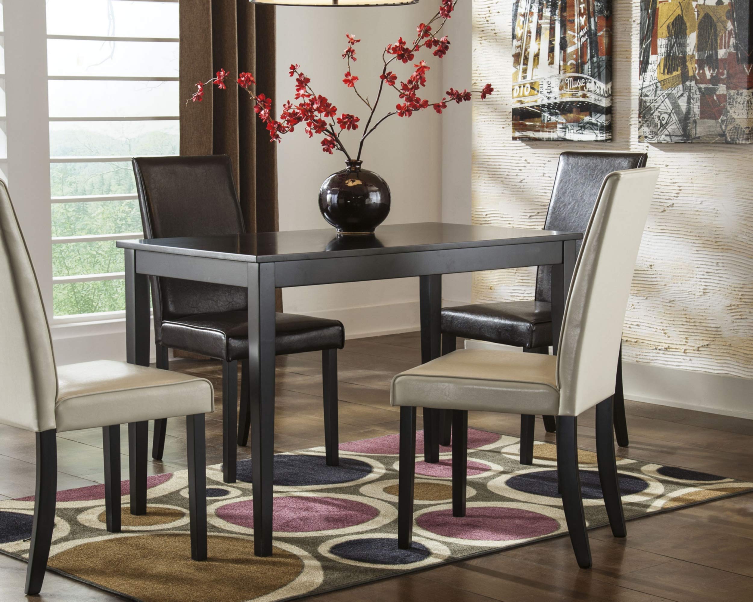 Signature Dark Brown Dining Room Chair and Table Set (Set of 2 Chairs + Rectangular Table) - Modern Kitchen & Dining Furniture for Family Gatherings & Dinner Parties