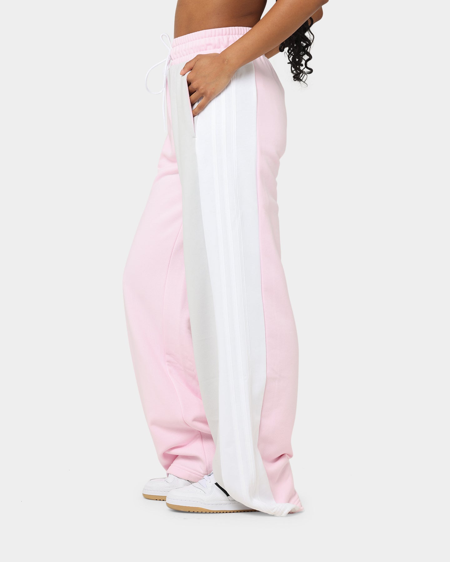 Adidas Women's Wide Leg Sweatpants - Soft Fleece Joggers with Elastic Waistband, Clear Pink Lounge Pants for Yoga, Running & Casual Wear